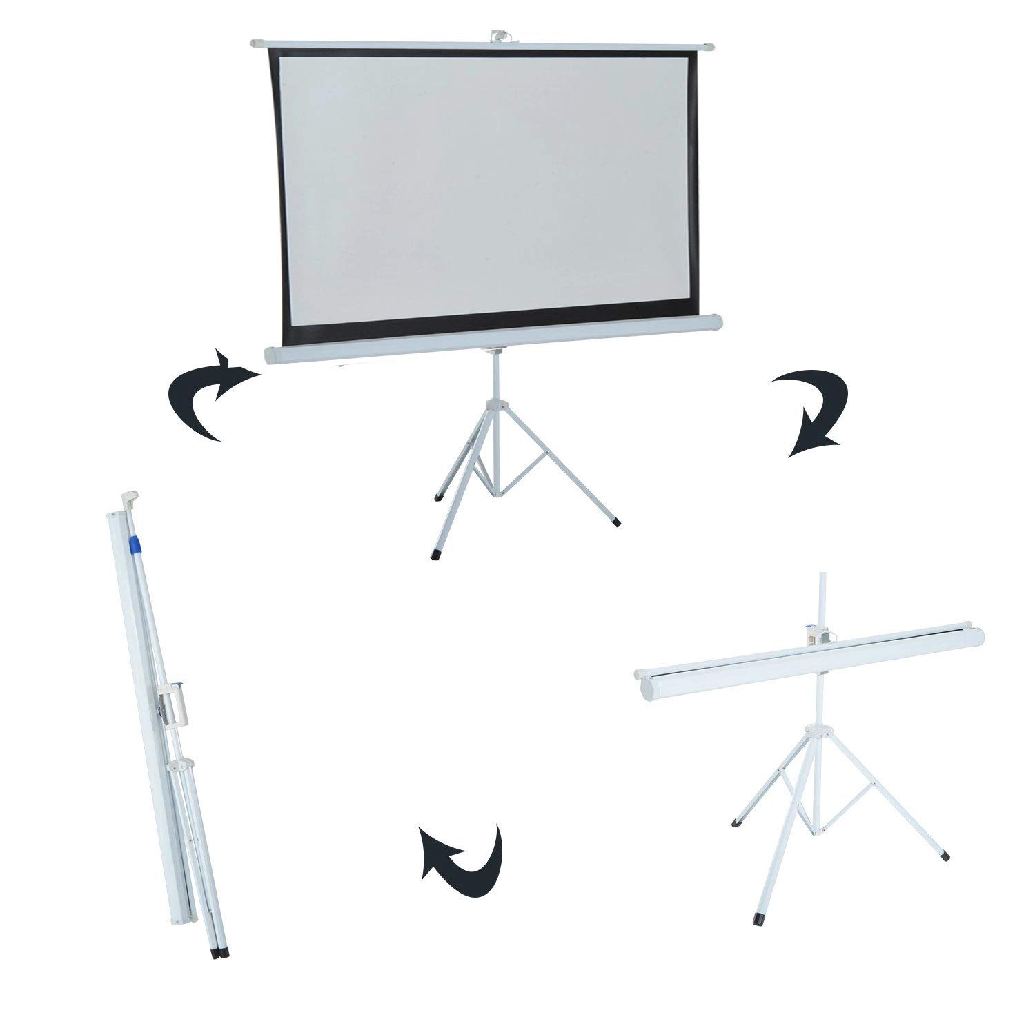 Vivider 100 Inch Projection Screen with Adjustable Tripod Stand - 16:9 HD 4K 3D Compatible for Indoor & Outdoor Use - Perfect for Home Theater, Office Presentations, Movie Nights, and Backyard Projections
