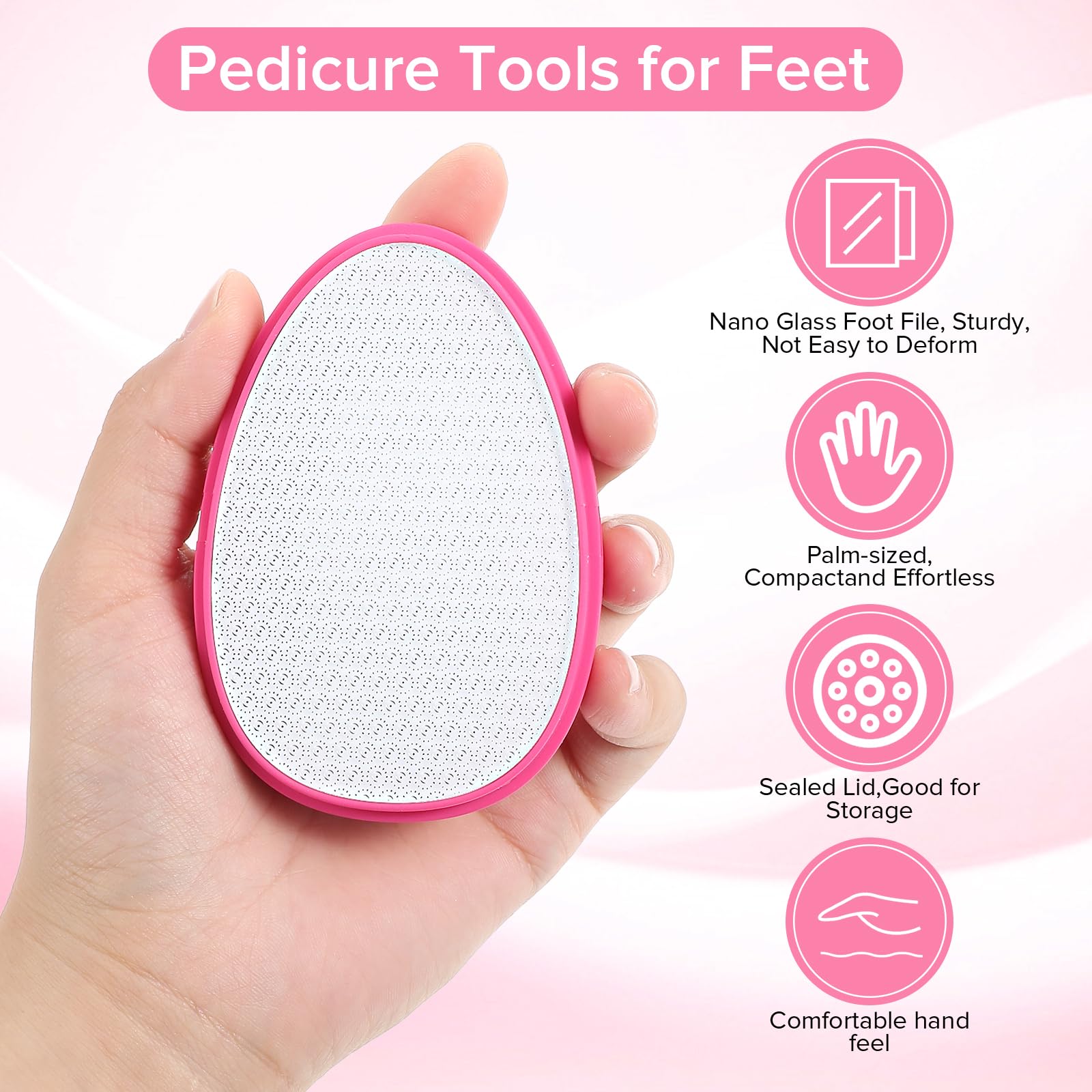 Premium Glass Foot File Callus Remover - 2 Pack Pink Nano Glass Pedicure Tool for Dead Skin Exfoliation | Perfect for At-Home Foot Spa, Shower Use & Pedicure Care