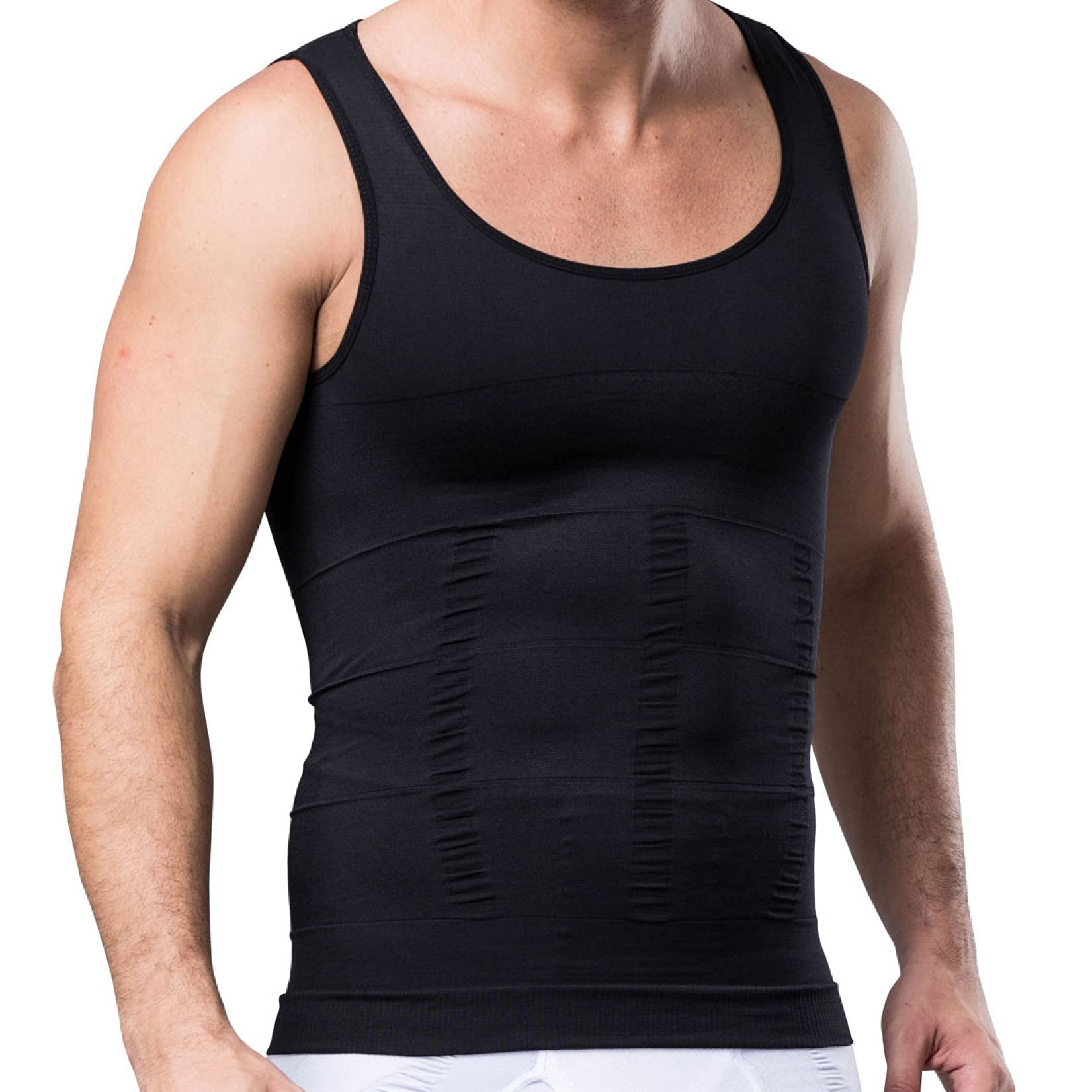 ChyJoey Men's Seamless Shapewear Tank Top - Slimming Compression Shirt for Weight Loss & Body Shaping - Scoop Neck Gym Vest for Workout & Exercise - Perfect for Fitness, Running & Daily Wear