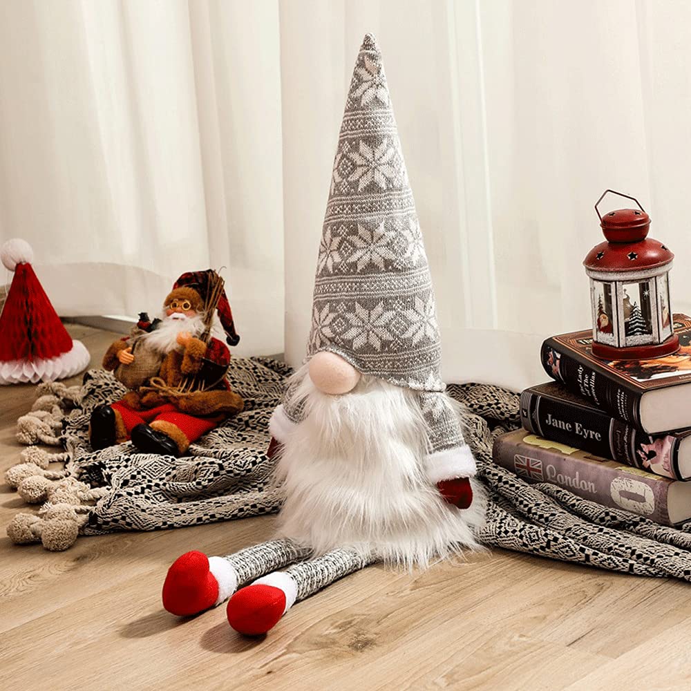 AZPINGPAN Retractable Spring Knitted Hat with Snowflake Christmas Gnomes - Handmade Faceless Doll Holiday Decor for Home, Christmas Tree Ornaments & Xmas Gifts | Perfect for Holiday Parties, Winter Home Decor & Festive Gift Giving