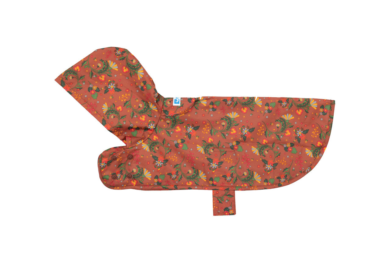 Waterproof Dog Pocket Blanket in Clay Floral Print - New Size for Small to Medium Dogs - Perfect for Travel, Camping & Outdoor Adventures