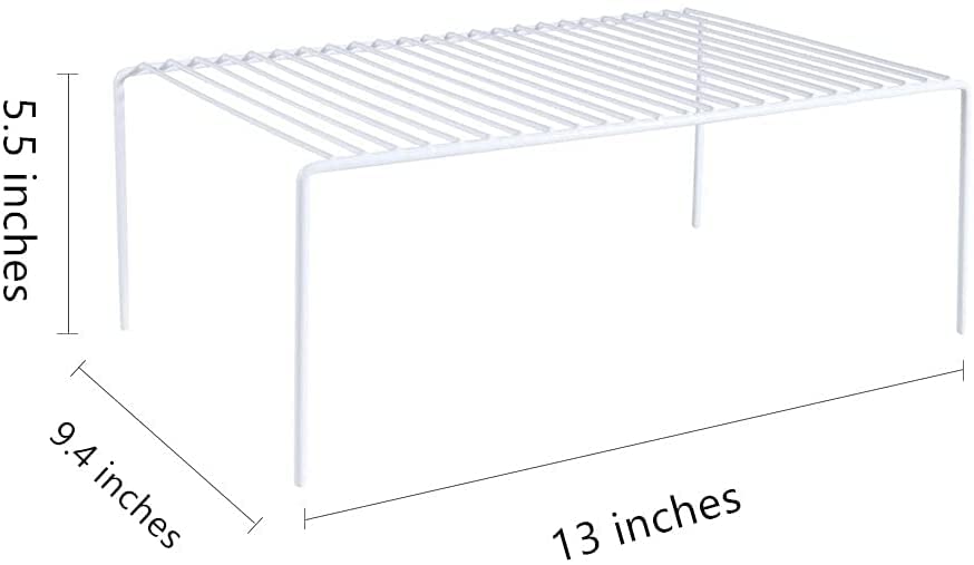 4-Pack Medium Metal Wire Kitchen Cabinet Shelf Organizer (13 x 9.4 Inch) - White Pantry Storage Shelves, Dish Plate Racks for Cabinet, Freezer, Counter & Cupboard Organization - Perfect for Small Space Kitchen Storage & Home Organization