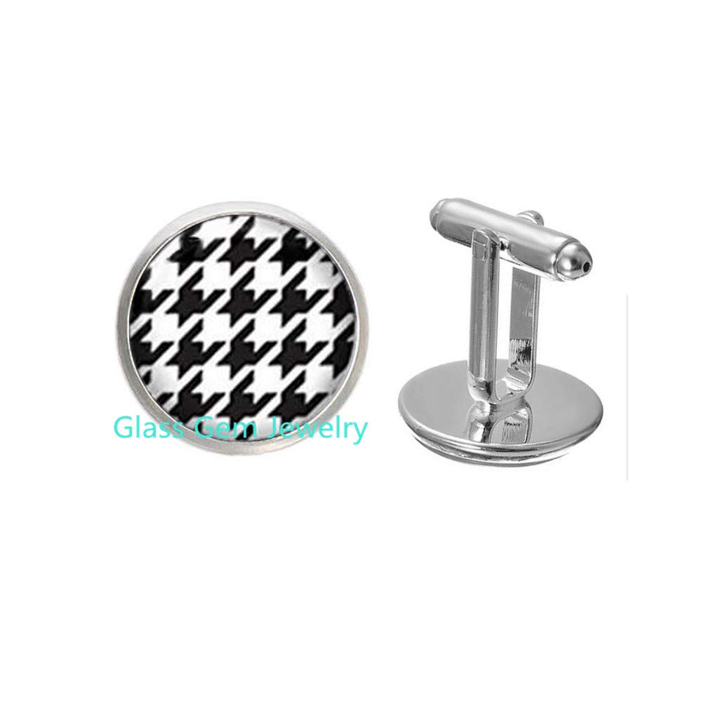 Elegant Houndstooth Cufflinks for Men - Classic Patterned Dress Shirt Accessories - Perfect Gift for Boyfriend, Husband & Groomsmen - Ideal for Weddings, Business Meetings & Formal Occasions
