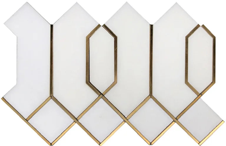 Premium Water Jet Cut Sculptured Mosaic Tiles - Golden Gate Design for Bathroom & Kitchen Backsplash - Luxury Home Decor Tiles for Walls and Floors