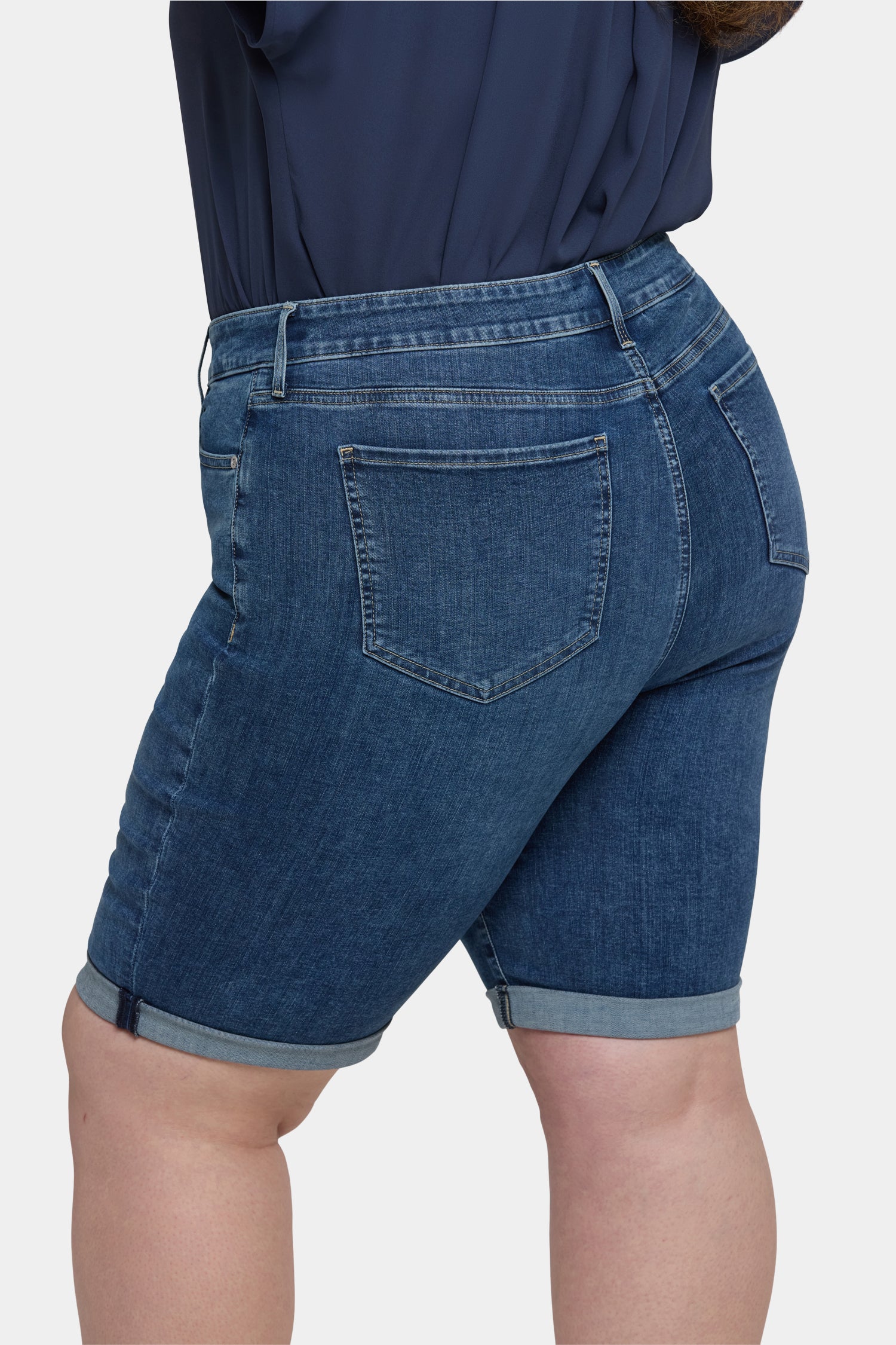 Briella 11 Inch Plus Size Denim Shorts for Women - High Waisted Stretch Comfort - Perfect for Surfing, Beach & Summer Outfits