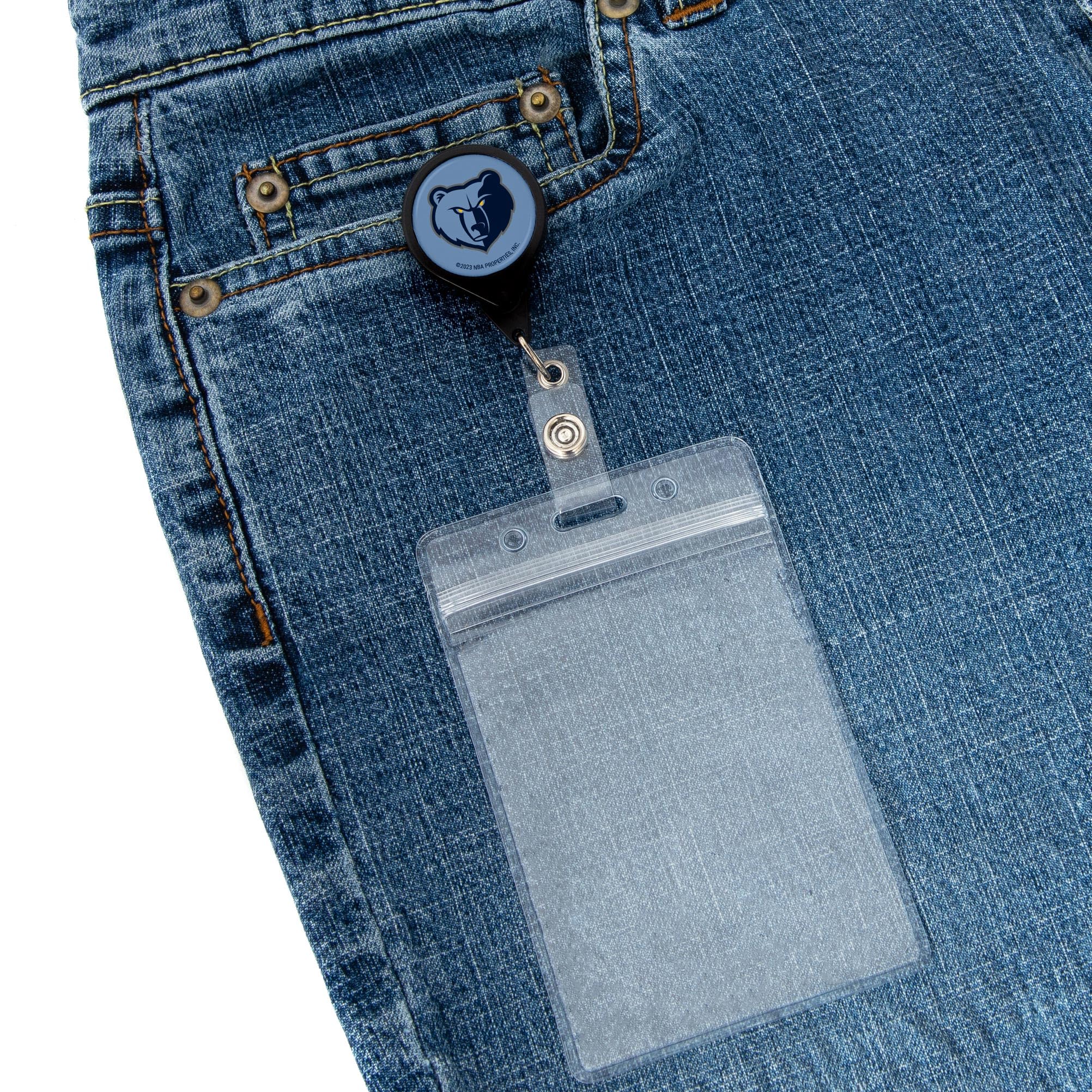 Memphis Grizzlies NBA Retractable Badge Holder - Cactus Design ID Reel with Ticket Clip for Lanyard | Perfect for Work, School, Office & Events | Official Team Merchandise for Basketball Fans