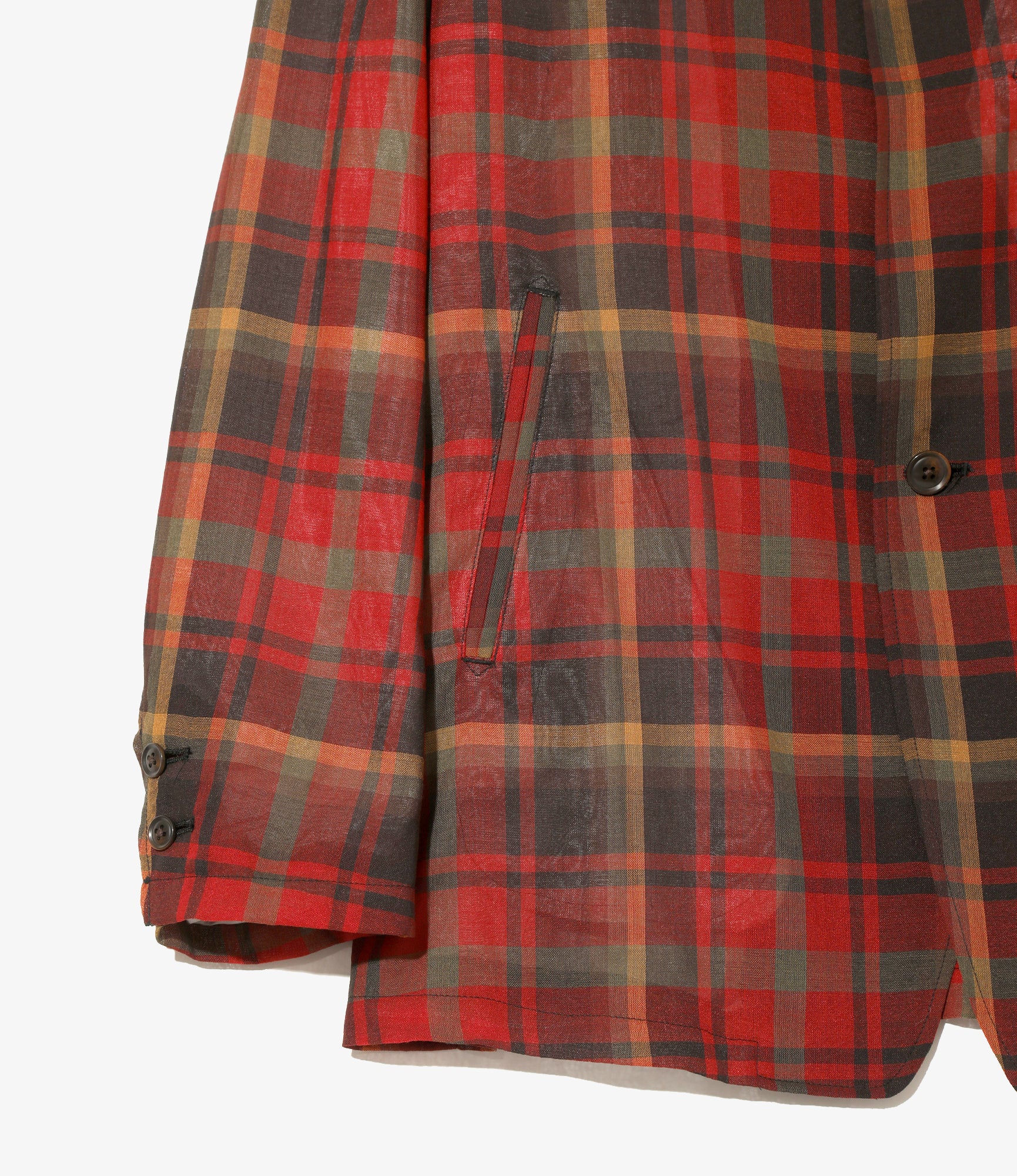 2B Jacket with Pin Lapel - Red Plaid Boiled Wool Blend Blazer for Women | Office Wear, Business Casual & Winter Fashion