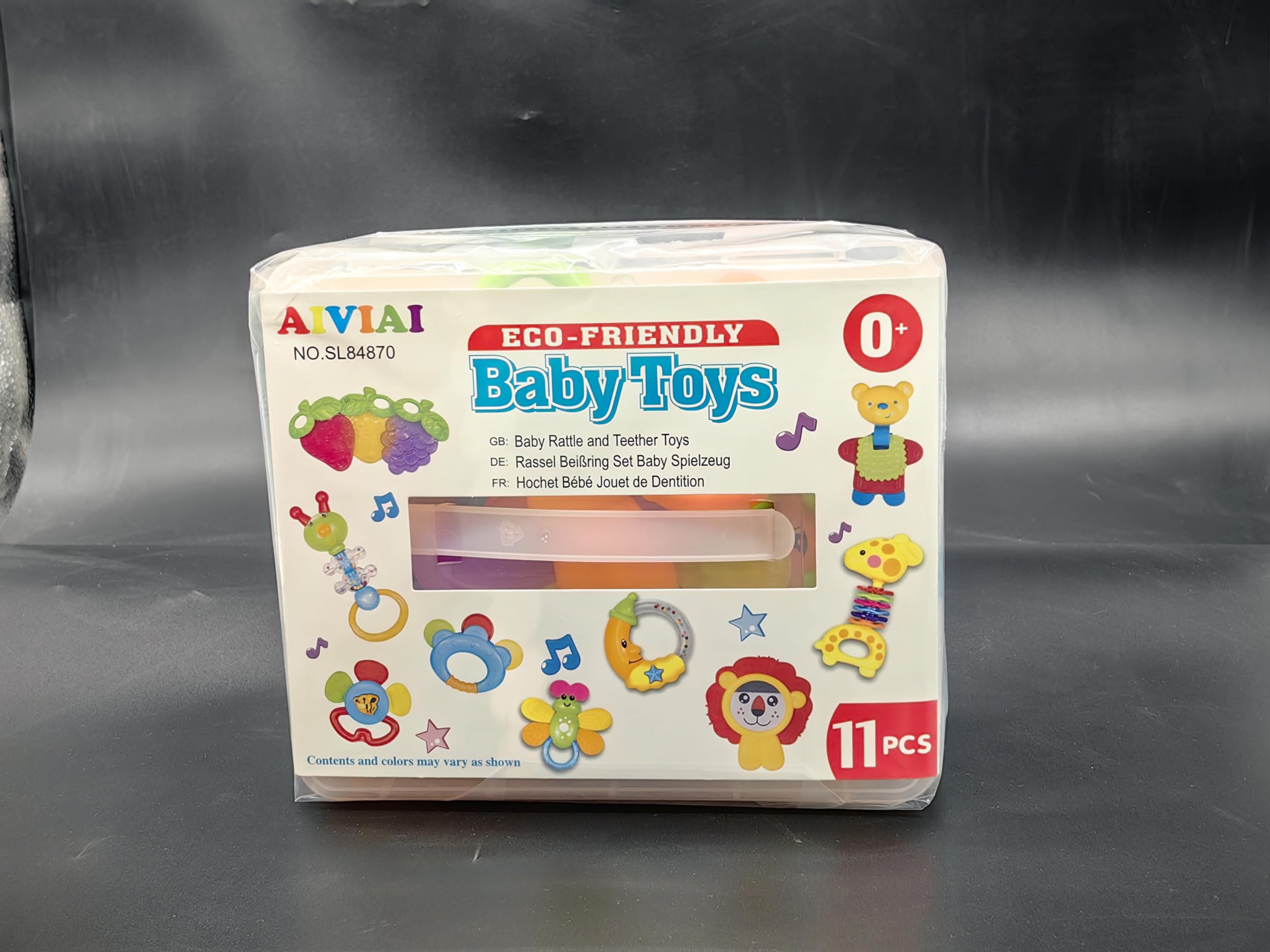 AIVIAI Baby Toys 0-6 Months - Soft Infant Rattles & Teether Toy Set with Storage Box, Musical Newborn Toys for Boys & Girls (11pcs) - Perfect for Early Development, Sensory Play & Baby Shower Gifts