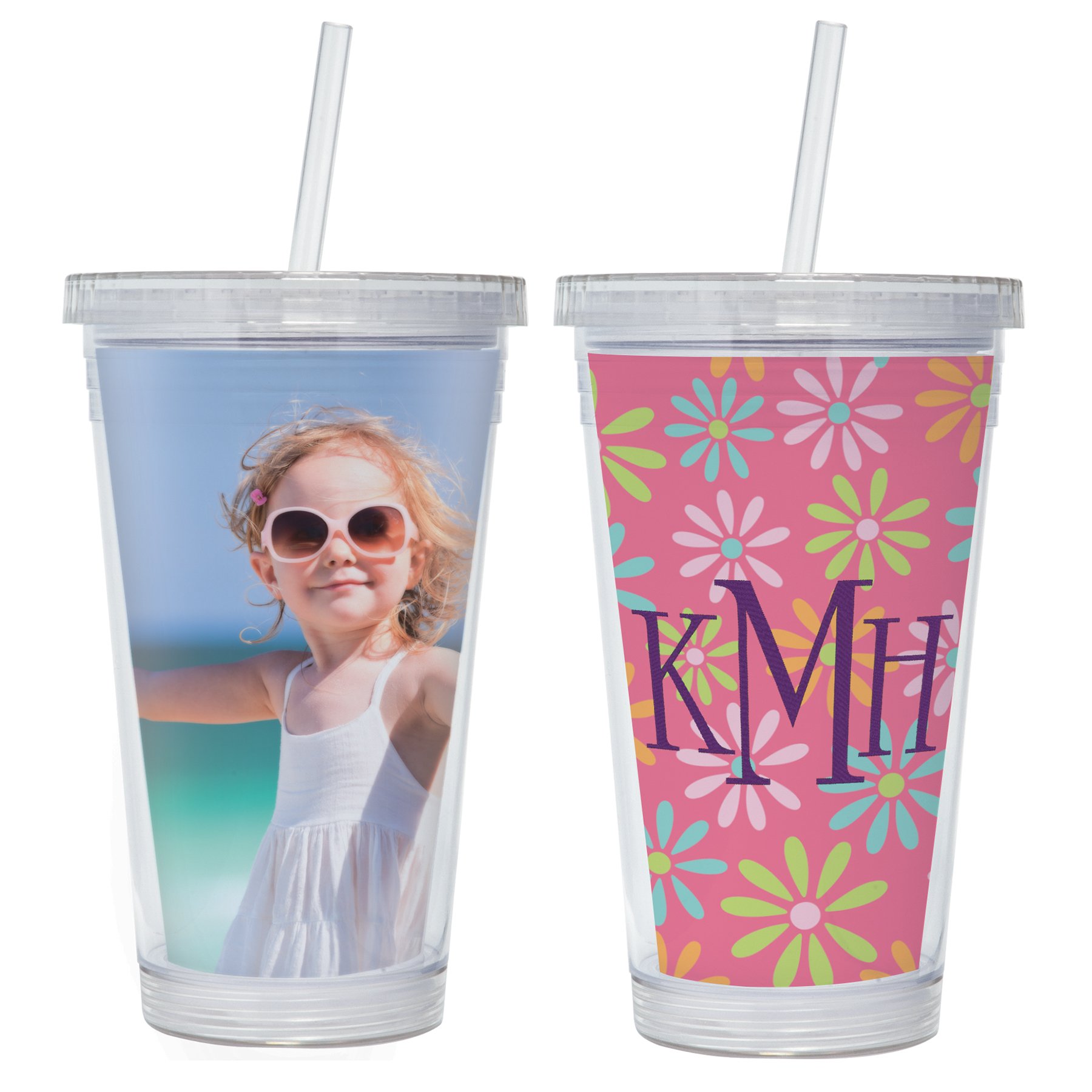 Thermo-Temp 16 oz Insulated Acrylic Tumbler with Lid and Straw - 24 Pack, Custom Photo Printing, BPA-Free - Perfect for Parties, Promotions, and Personalized Gifts