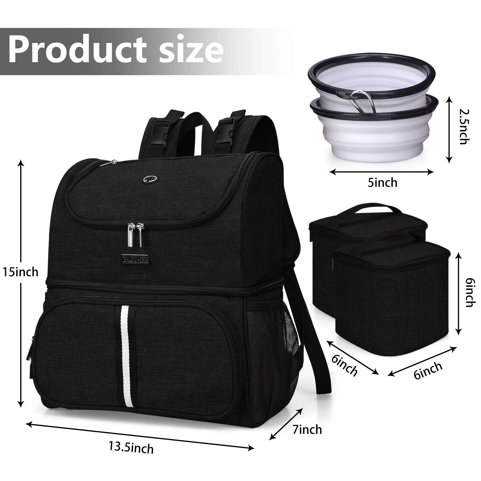 BAGLHER Pet Travel Backpack with Bowls - Durable Double-Layer for Dogs & Cats - Outdoor Adventures