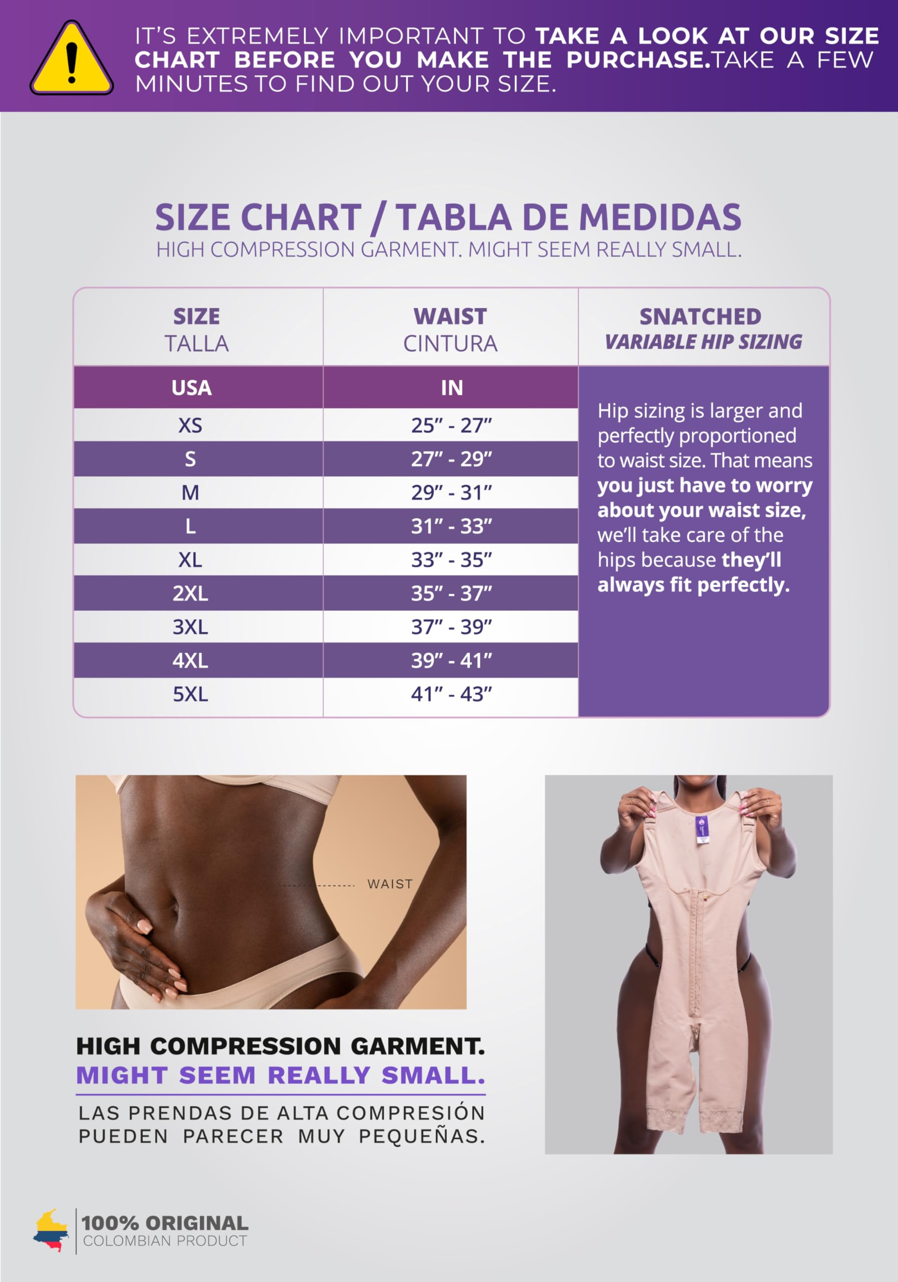 Snatched Body Stage 1 Fajas Colombianas Post-Surgery Compression Shapewear for Women - Tummy Control Waist Trainer for Body Shaping, Postpartum Recovery & Everyday Wear