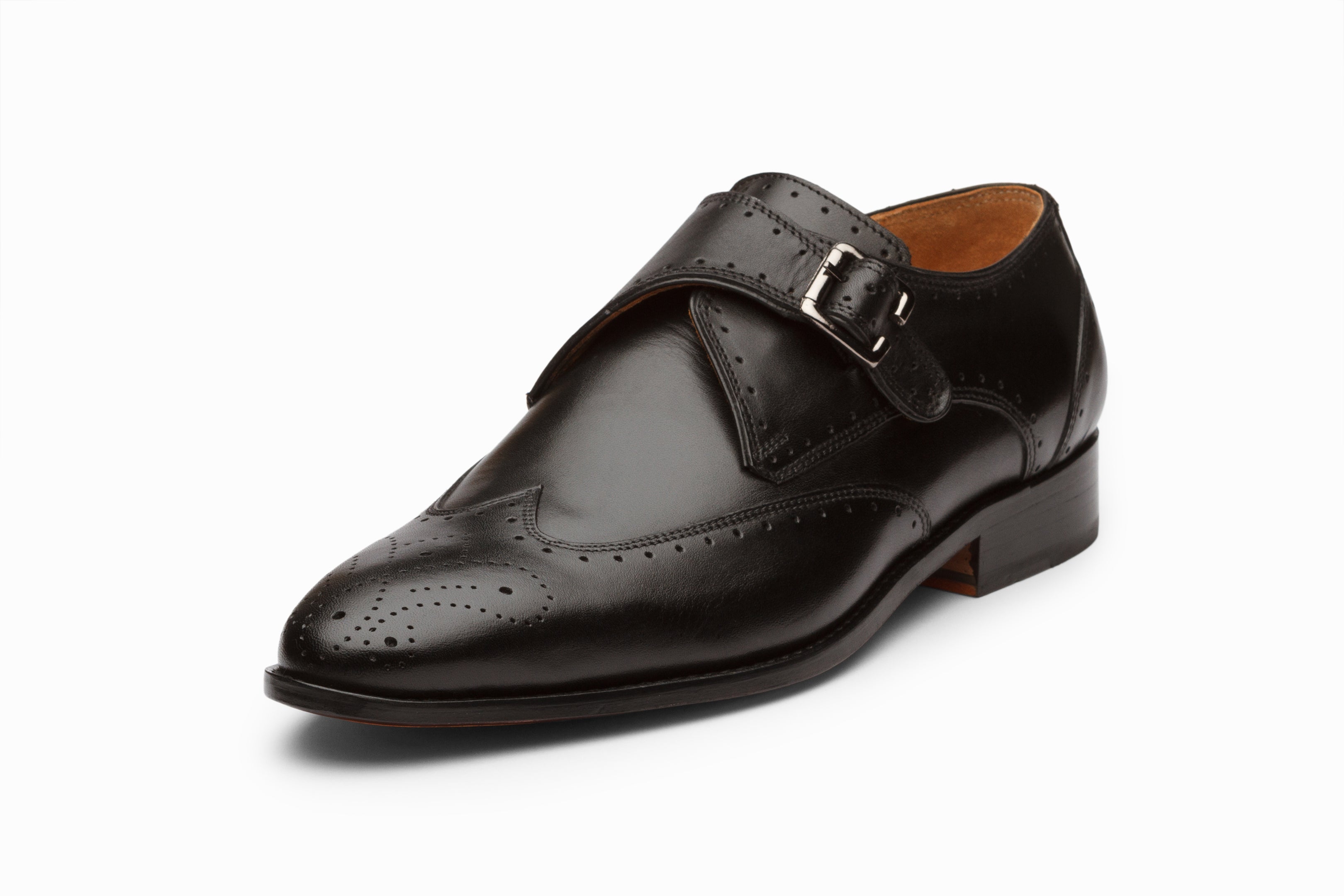 Stylish Black Brogue Monk Strap Dress Shoes for Men - Perfect for Business, Formal Events & Office Wear