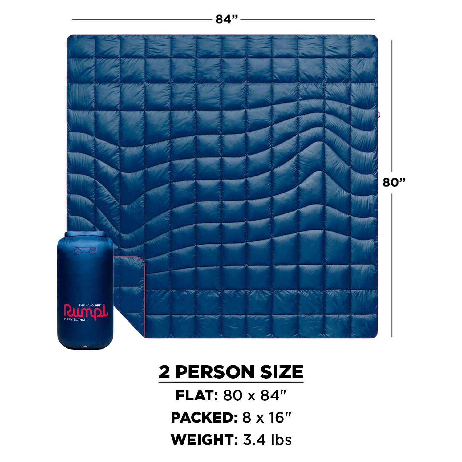 Rumpl The NanoLoft Puffy Blanket - Ultra Lightweight & Compact 80