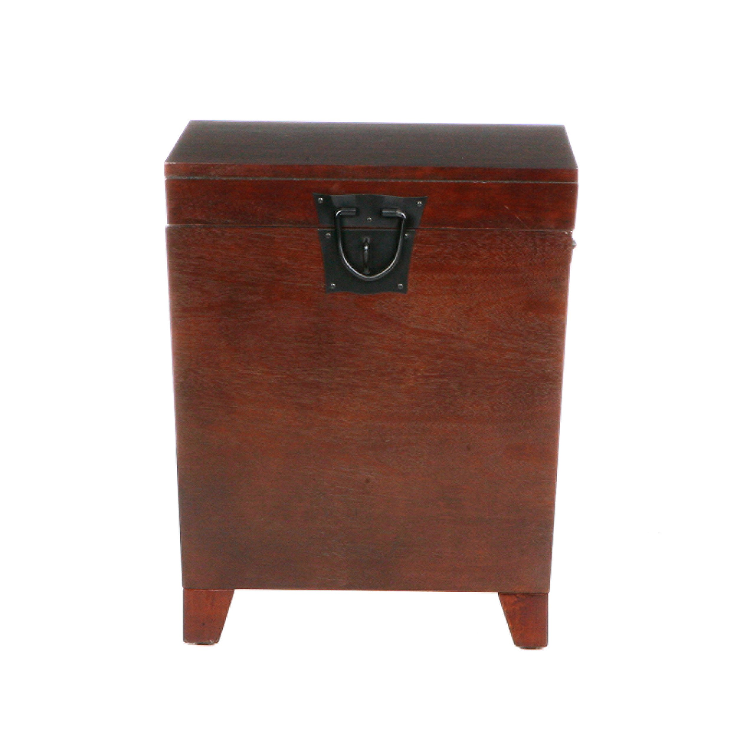 SEI Furniture Pyramid Storage Trunk - Espresso Wood End Table with Hidden Storage | Perfect for Living Room, Bedroom, or Entryway Organization