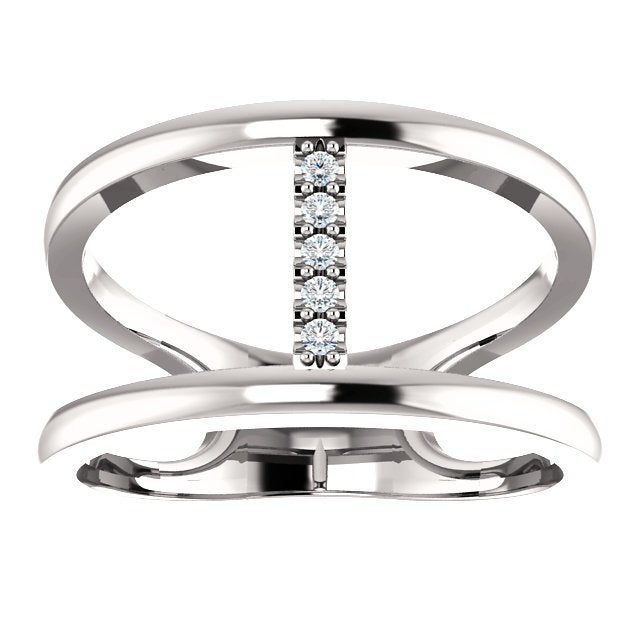 14KT Gold 0.04 CTW Diamond Negative Space Ring for Women - Minimalist Stackable Band for Everyday Wear & Special Occasions