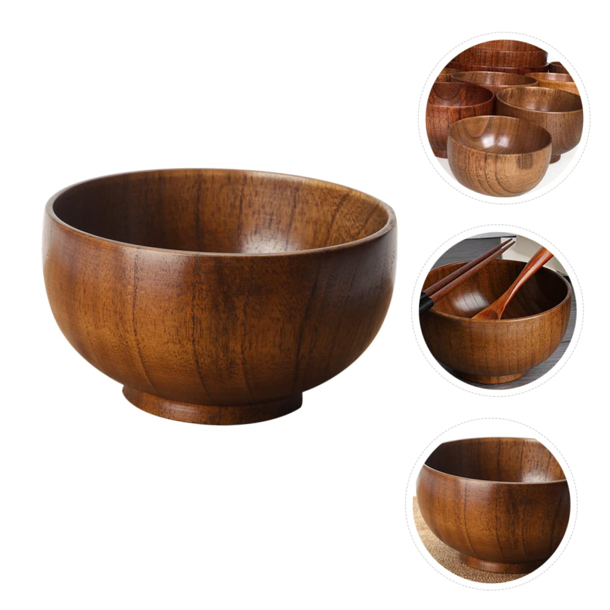 IMIKEYA Japanese Wooden Salad Bowl - 1pc Fruit Mixing Bowl, Anti-Scald Wooden Tableware for Kitchen, Perfect for Serving Salads, Fruits, and Snacks