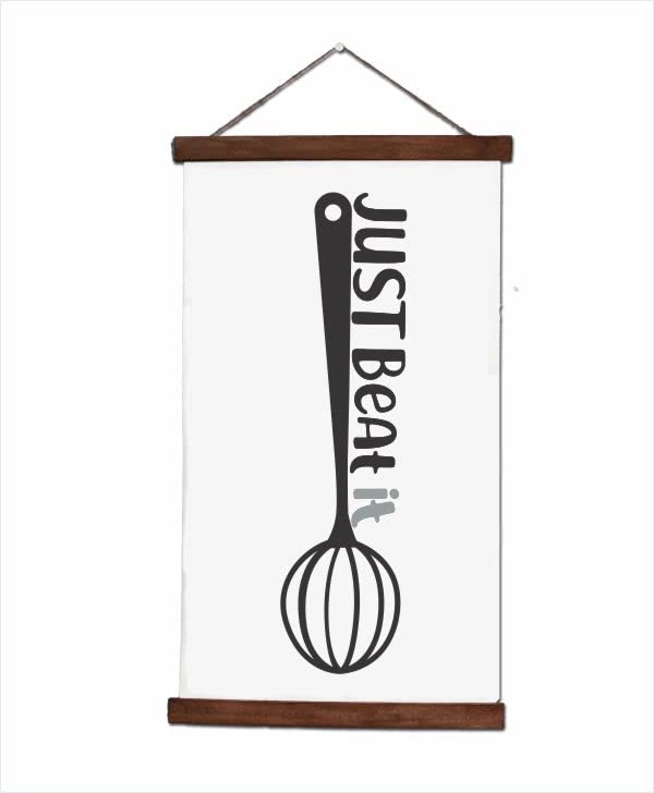 Just Beat It Whisk Hanging Canvas Art - Ready to Hang Kitchen Wall Decor Scroll Prints - 15x26-Inch Kitchen Signs & Wall Art for Home, Office, and Restaurant Décor