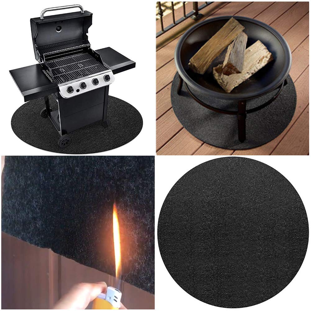 LANGM 68CM Round Fire Pit Mat - Heat Resistant Grill Splatter Mat for Gas BBQ, Fireproof Under Grill Floor Protector - Perfect for Backyard, Outdoor, Deck & Patio Use During Camping, Barbecue Parties & Fire Pit Gatherings