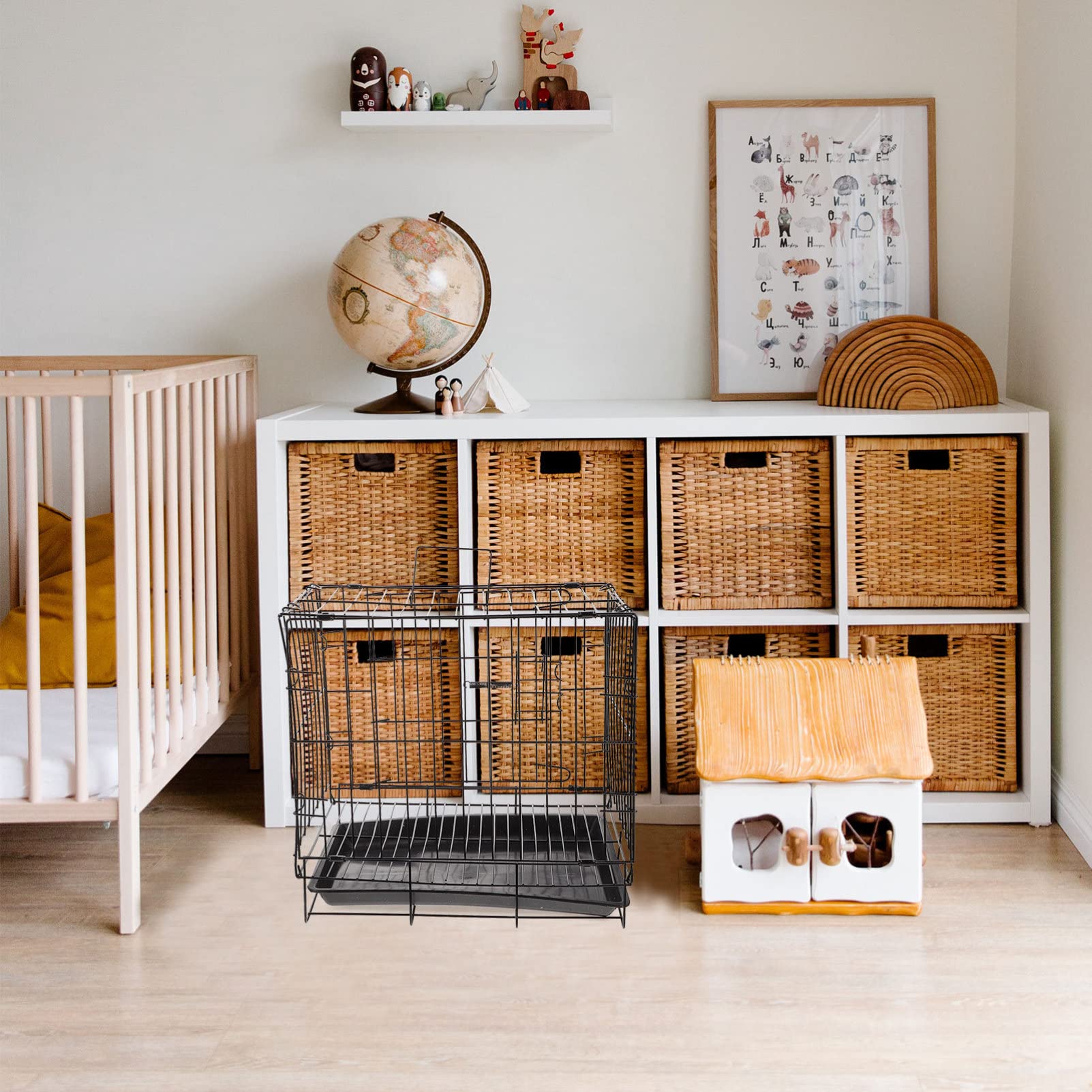 Balacoo Foldable Large Dog Crate - Heavy Duty Metal Wire Kennel for Indoor & Outdoor Use - Portable Pet Cage for Puppies & Adult Dogs - Ideal for Home, Travel, Camping, and Vet Visits