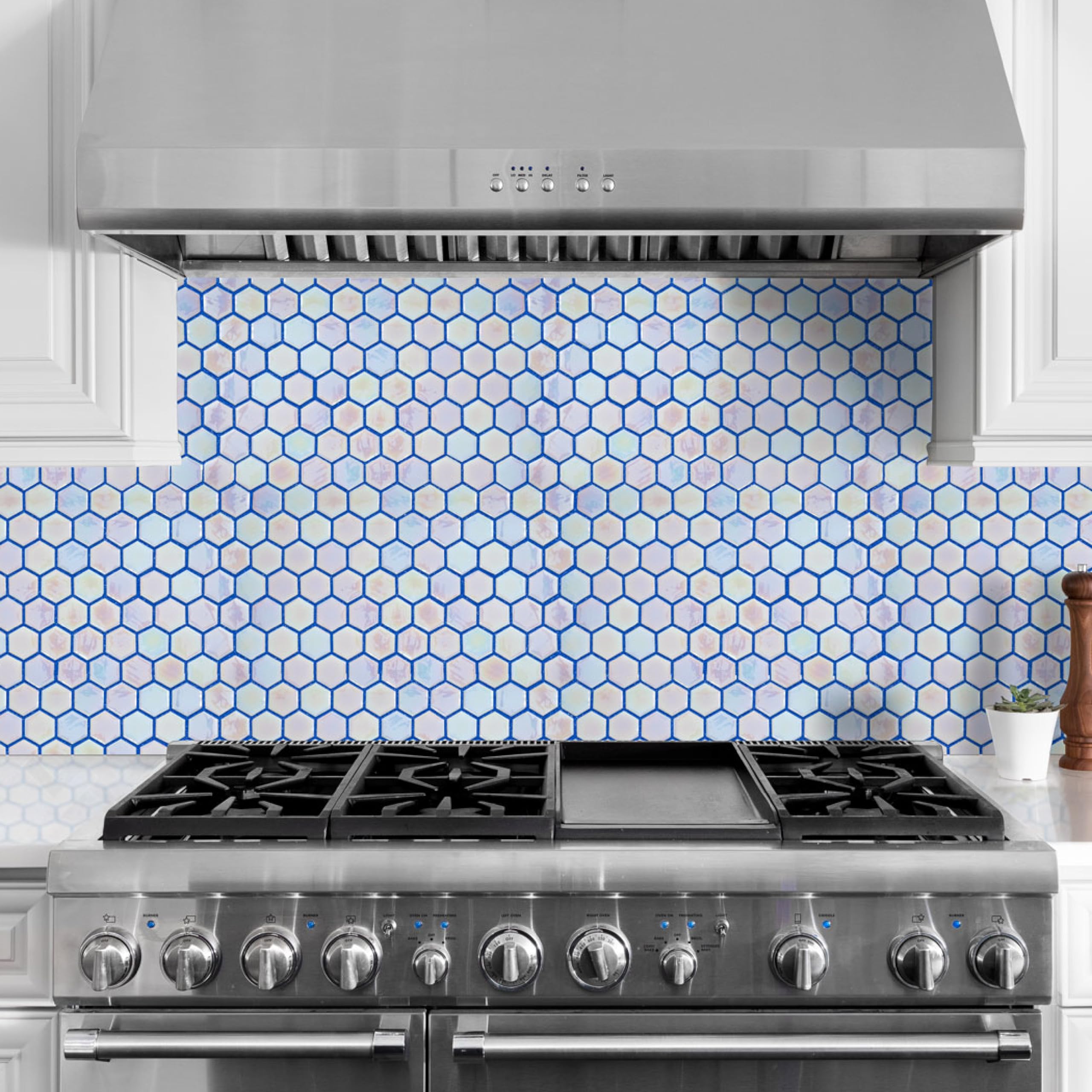Hexagonal Glass Mosaic Tile 6x6 Inches - Red Love Burning Love Design for Kitchen Backsplash, Bathroom Wall & Pool Decor - Premium Glass Tile Sample (1 Piece) - Perfect for DIY Home Renovation & Interior Design Projects