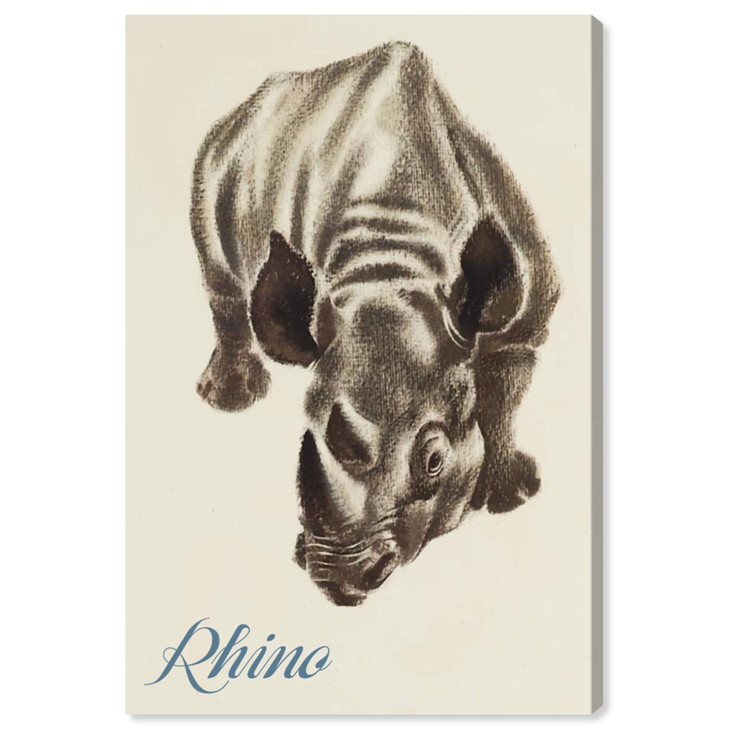 Oliver Gal Artist Co. Rhino Wall Art Canvas Print - 24x36 Inch Gray & White Animal Painting for Kids Room Decor, Nursery, Playroom & Children's Bedroom