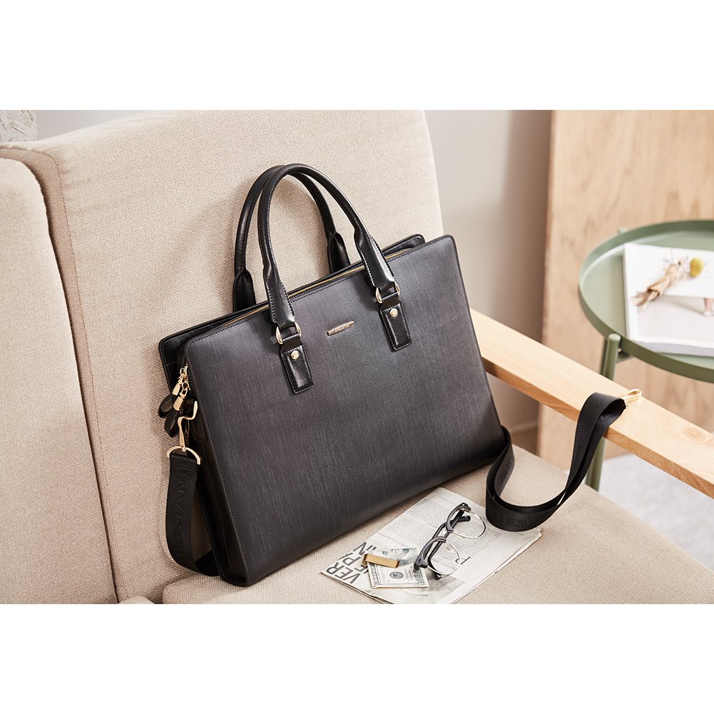 Premium BOSTANTEN Leather Lawyers Briefcase - Slim Professional Laptop Bag for Men & Women - Ideal for Business, Office, and Courtroom Use