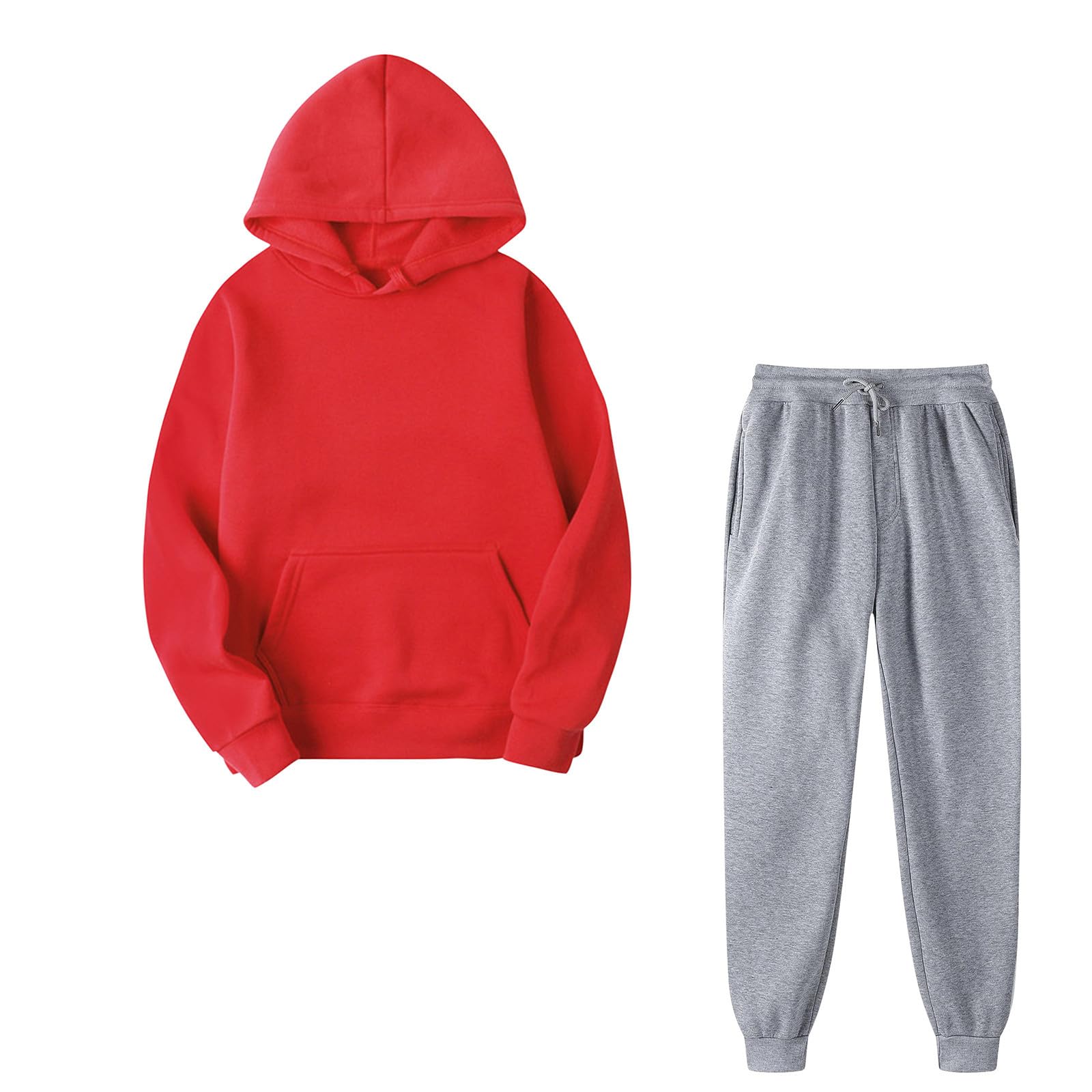 Unisex Casual Long Sleeve Loose Fit Hoodie & Sweatpants Set - 2 Piece Fall Outfit 2023 | Cozy Lounge Wear, Street Style Fashion, Home Comfort Outfits for Men & Women