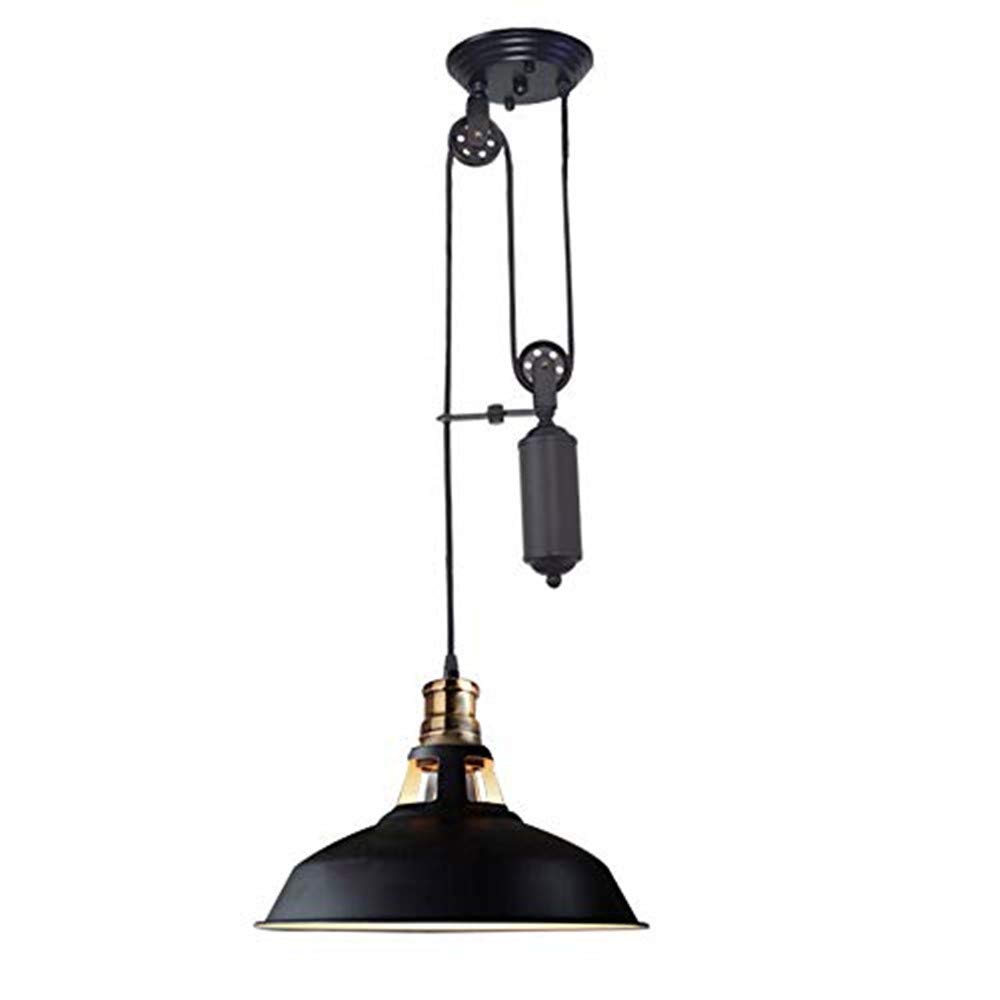 Vintage Industrial Pendant Light with Adjustable Pulley System - 10.6
