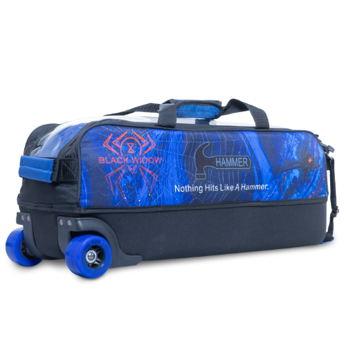 Hammer Black Widow Triple Tote Blue Dyesub Bowling Bag - Premium 3-Ball Bowling Tote with Durable Construction - Perfect for League Play & Tournament Bowling