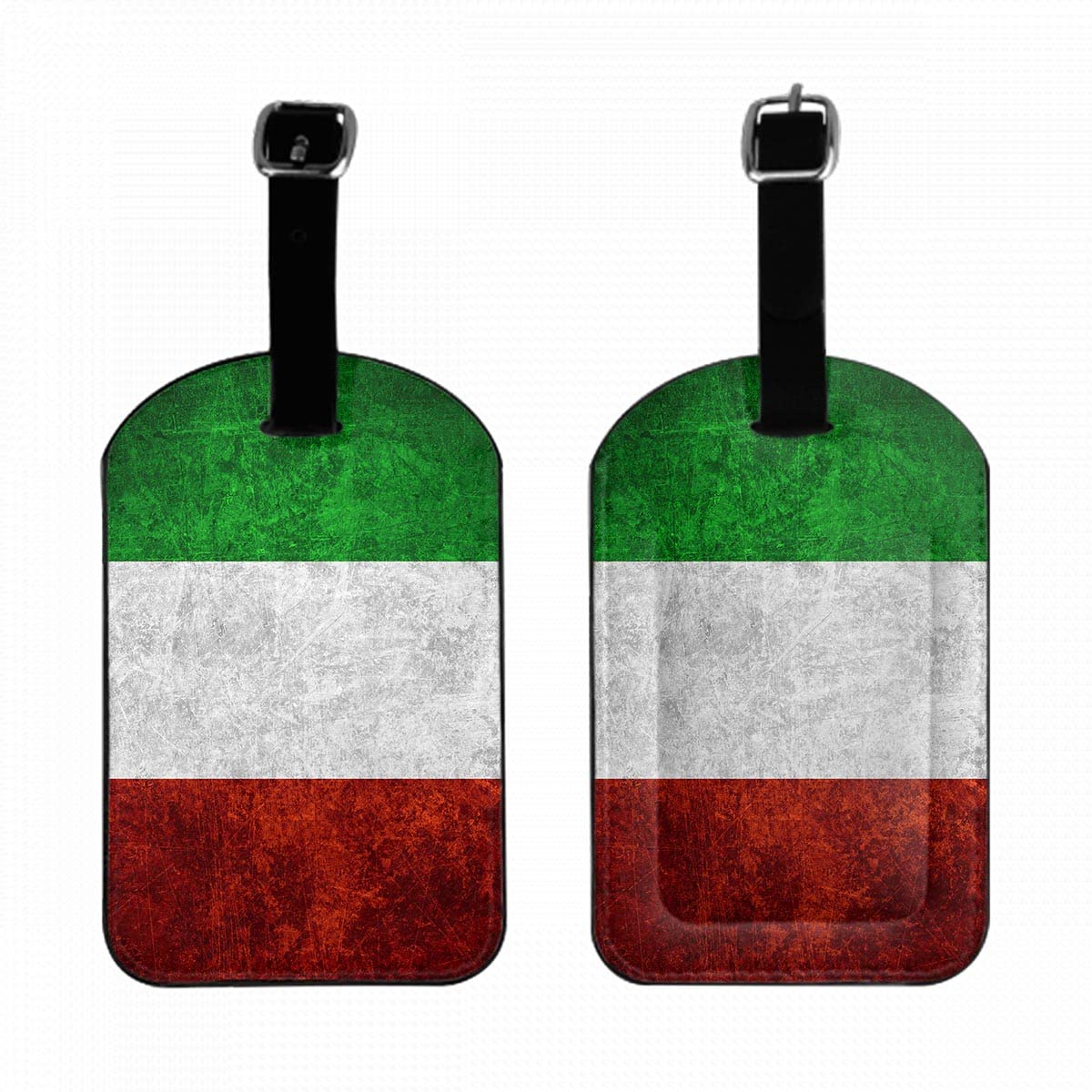 Vintage Italian Flag Luggage Tag - Italy National Banner Style Suitcase ID Tag with Adjustable Strap for Travel, Handbag, School Bag, Backpack (1 Pack) - Perfect for Airports, Train Stations & Vacation Identification