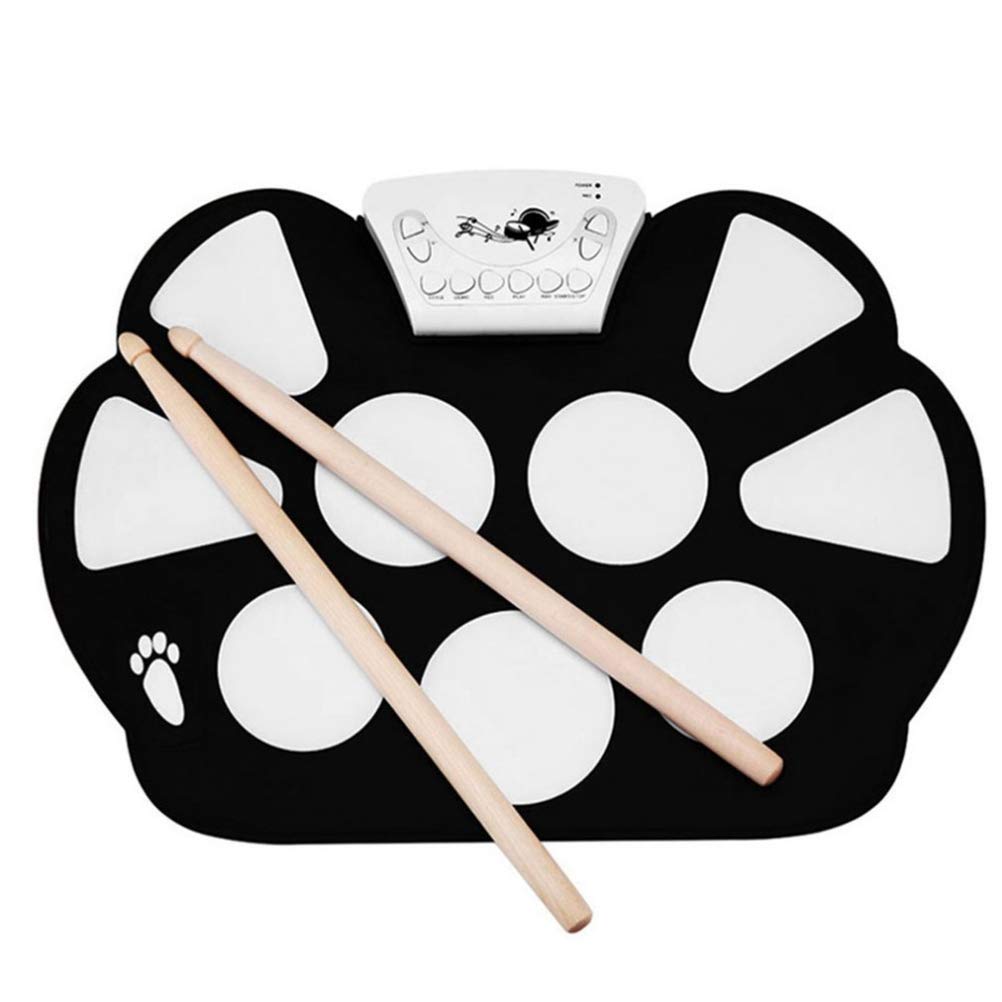 CCFCF Portable Roll Up Electronic Drum Pad Kit - USB Interface Silicone Digital Drum Set with Sticks & Foot Switch Pedal for Kids | Perfect for Home Practice, Music Lessons & Beginners