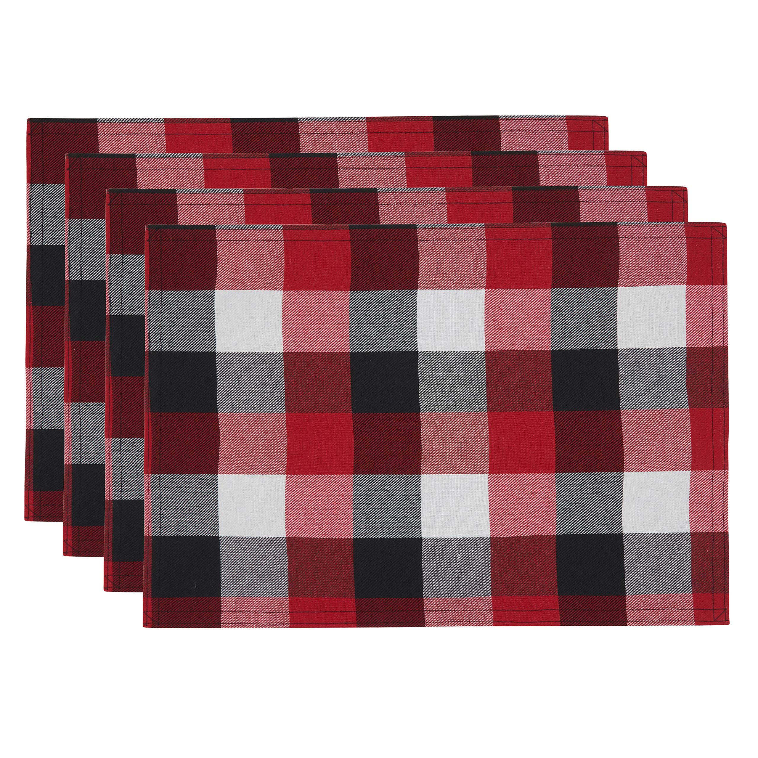 Plaid Pattern Placemats Set of 4 - Waterproof & Reversible Table Mats for Dining, Kitchen, Picnic, Party Decor