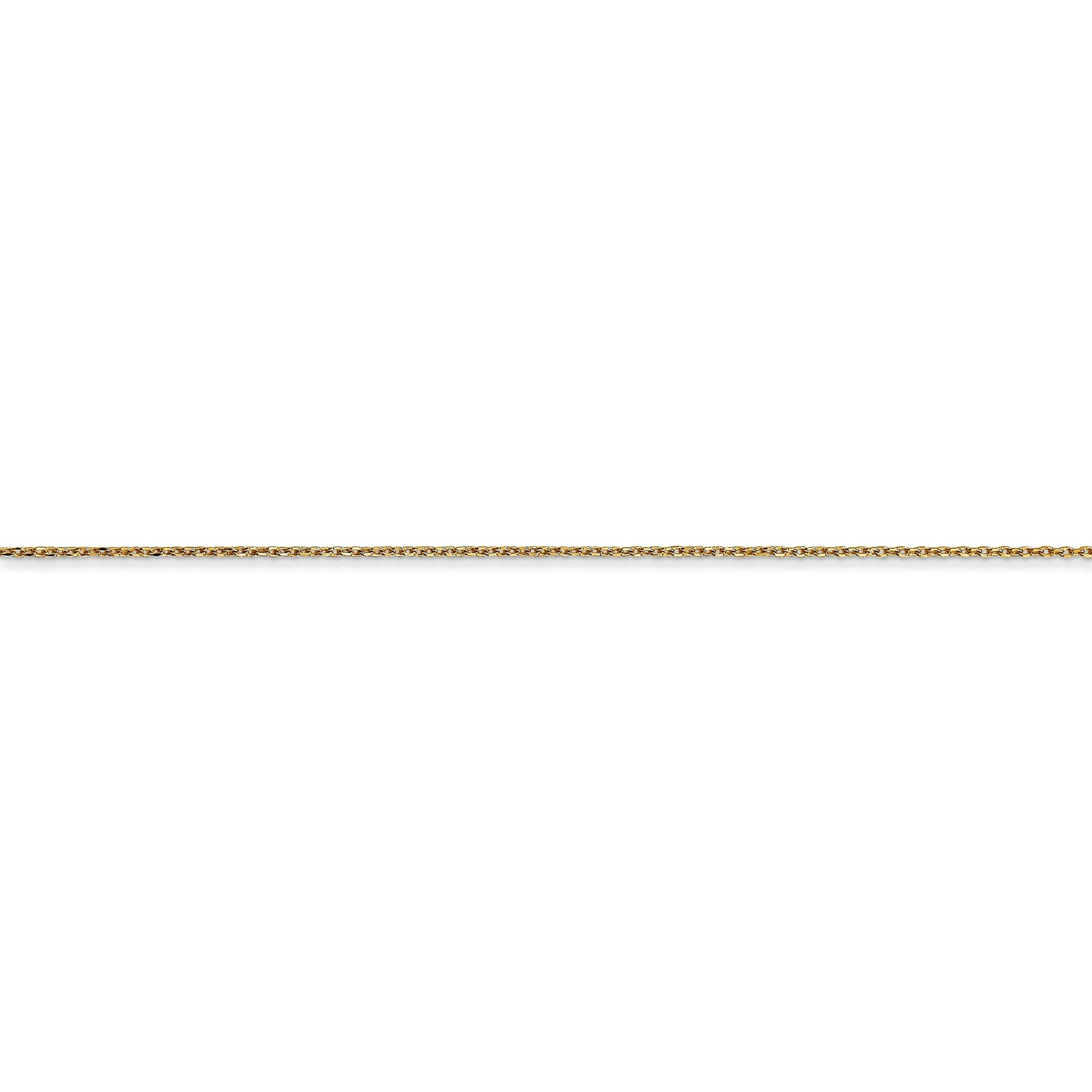 14k Yellow Gold 0.6mm Solid Diamond-Cut Cable Chain Necklace - 14 Inch Length - Dainty Layering Jewelry for Everyday Wear & Special Occasions