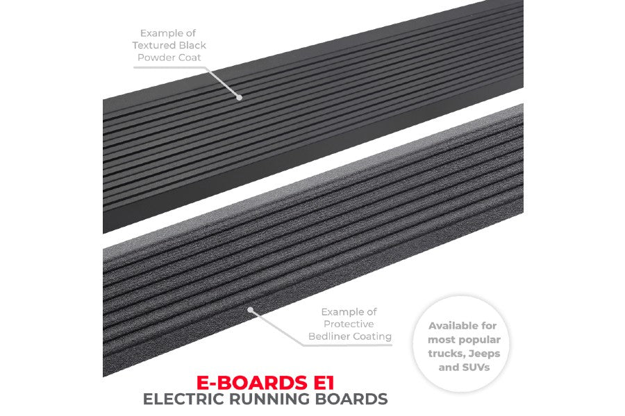 Ford F-250 F-350 Go Rhino E1 Electric Running Board Kit - Textured Black - Super Duty Crew Cab - Heavy Duty Truck Accessories for Off-Road & Daily Driving