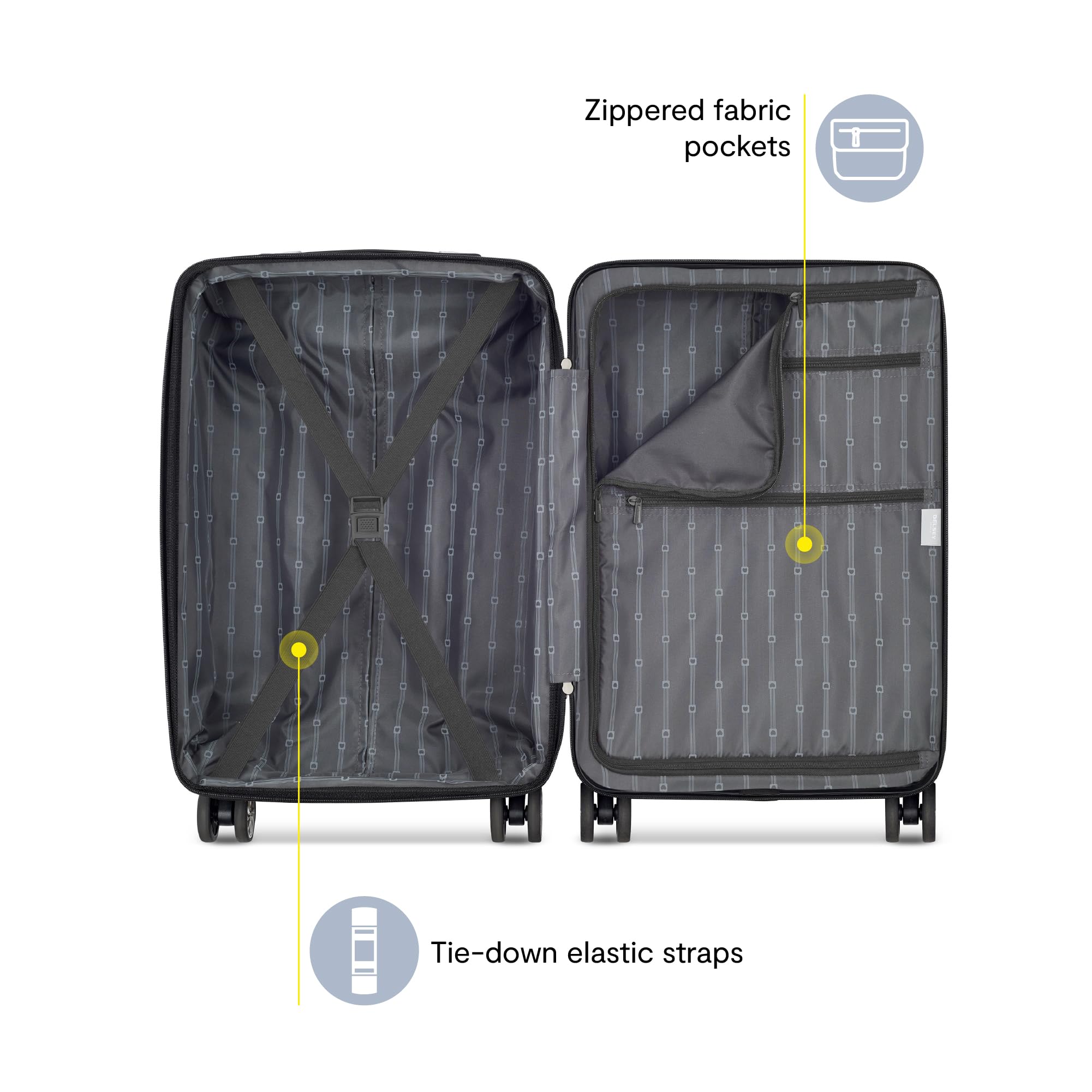 Delsey Paris Margot Hardside Luggage 24-Inch - Expandable Spinner Suitcase with Dual Wheels, Spacious Compartments for Men & Women (Black) - Perfect for Air Travel, Business Trips & Vacation Packing