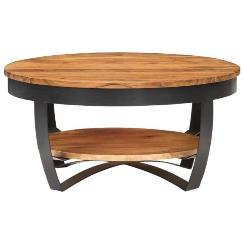Solid Acacia Wood Coffee Table - Rustic Modern Living Room Centerpiece for Home Decor | Durable & Stylish Coffee Table for Small Spaces, Apartments and Cozy Gatherings