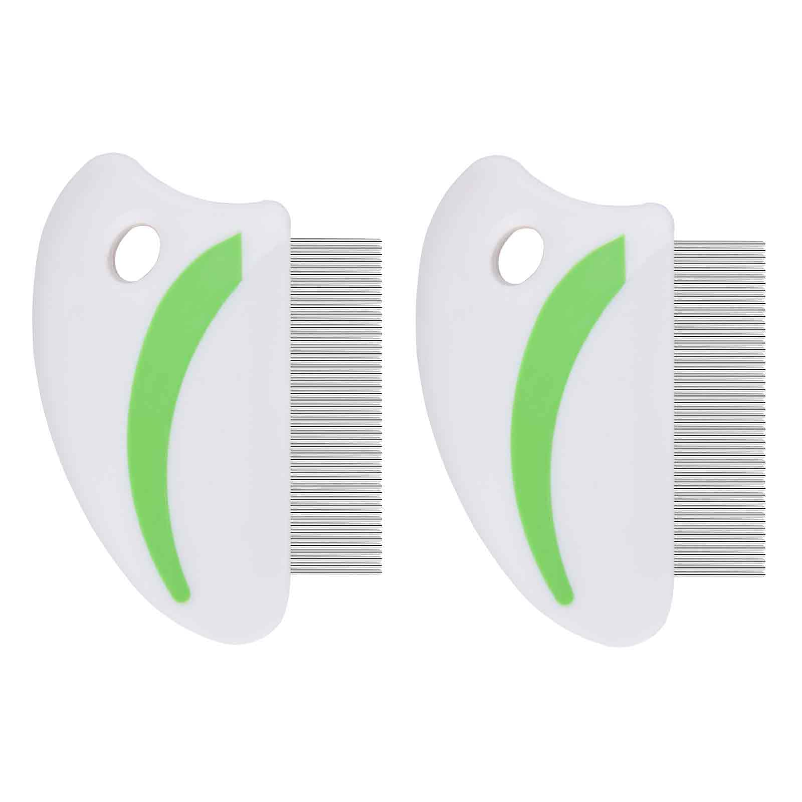 2 Pack Stainless Steel Flea & Lice Comb for Dogs & Cats - Professional Pet Grooming Tool with Rounded Teeth for Small, Medium & Large Breeds - Tear Stain Remover & Dematting Comb for Daily Pet Care & Grooming Sessions