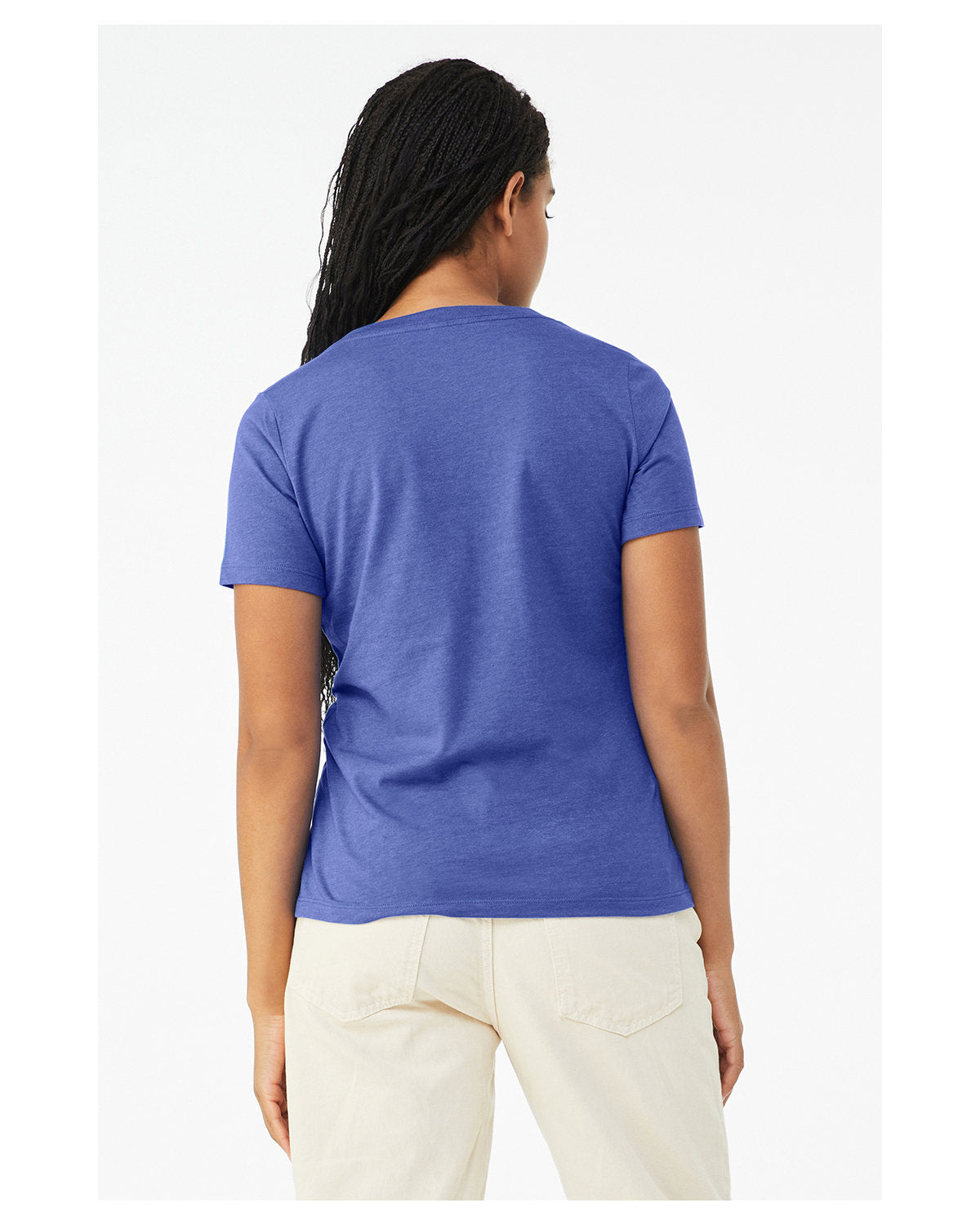 Bella + Canvas 6405CVC Women's Relaxed Fit Heather CVC Jersey V-Neck T-Shirt - Soft Casual Tee for Everyday Wear, Workout & Layering