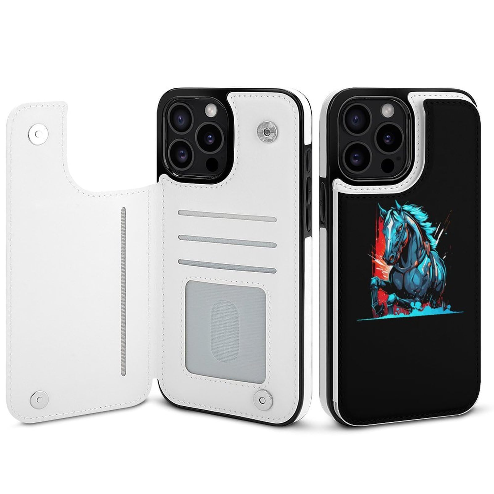 Elegant Horse Watercolor Flip Phone Wallet Case - Cute Card Holder Compatible with iPhone & Samsung | Perfect for Equestrian Lovers & Outdoor Activities