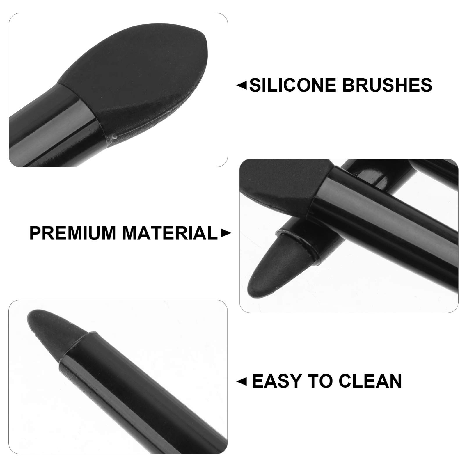 Beaupretty 20Pcs Double Ended Silicone Lip Brush Set - Lipstick Applicator & Cosmetic Makeup Brushes for Women & Girls (Black) | Perfect for Lipstick Application, Makeup Artistry & Professional Beauty Kits