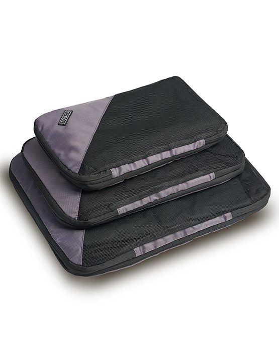 TOSCA TCA063 M 2PK Medium Compression Packing Cubes for Travel - Black | Space-Saving Organizers for Suitcases, Backpacks & Closet Storage