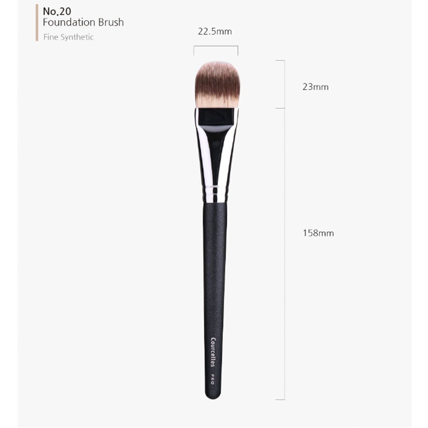 Courcelles No. 20 Foundation Makeup Brush - Professional Liquid & Powder Foundation Applicator for Flawless Face Makeup - Perfect for Daily Use & Professional Makeup Artists