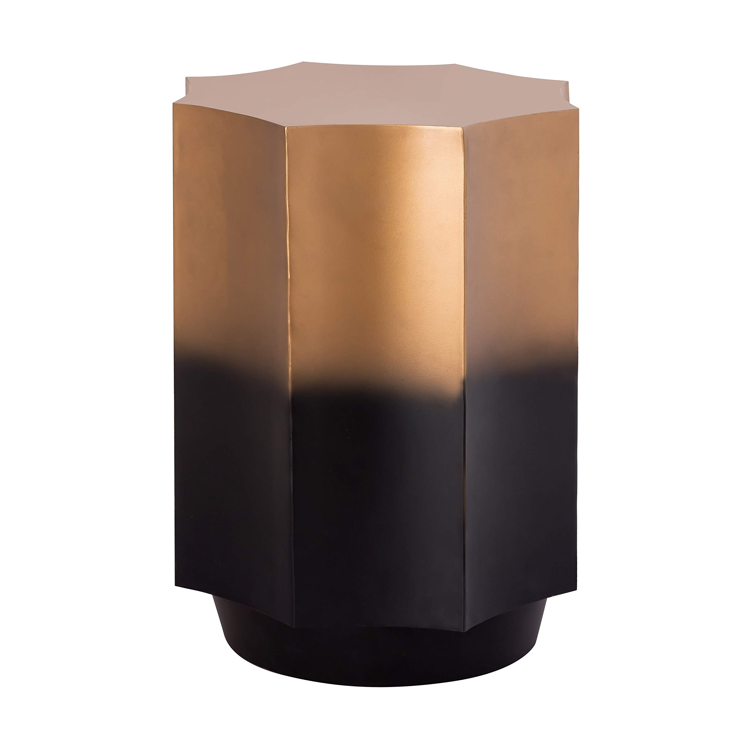 Modern Octagon Side Table - Handmade Iron with Black Glam Finish for Living Room, Bedroom & Office Decor