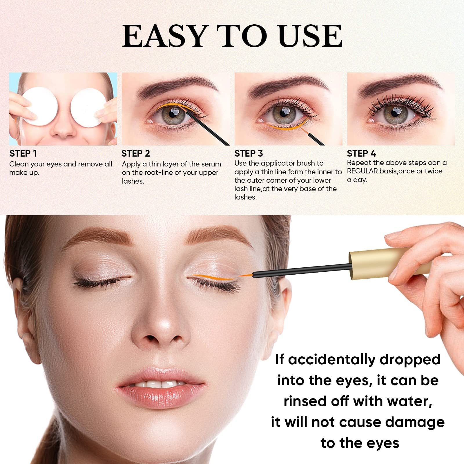 Libeauty Eyelash Growth Serum - 2ml Lash & Brow Enhancing Serum for Longer, Thicker, Fuller & Stronger Lashes - Natural & Safe Formula for Daily Use - Perfect for Nighttime & Makeup Prep