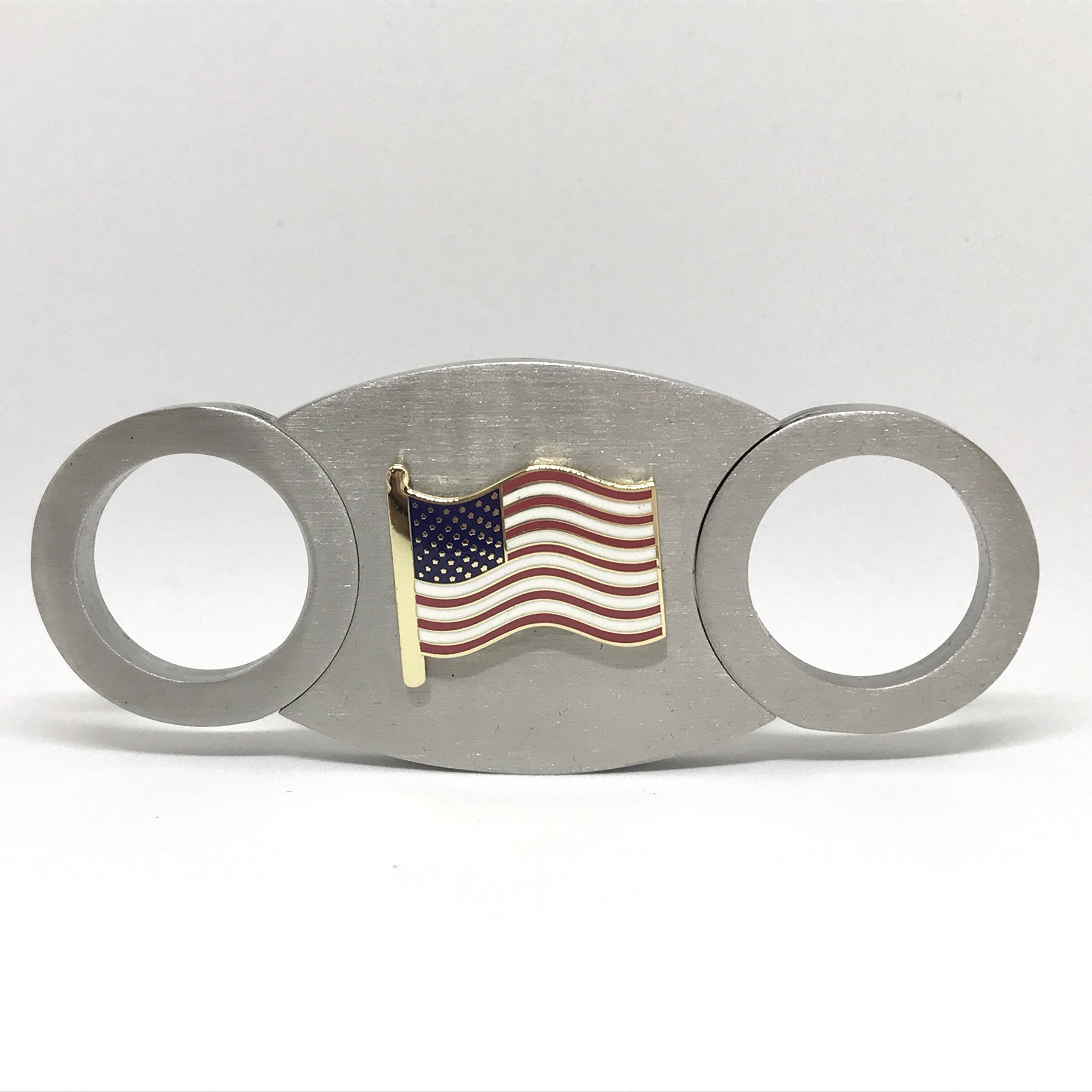 Premium American Flag Design Double Guillotine Cigar Cutter with Gift Box - Perfect for Patriotic Smokers, Gifts & Special Occasions