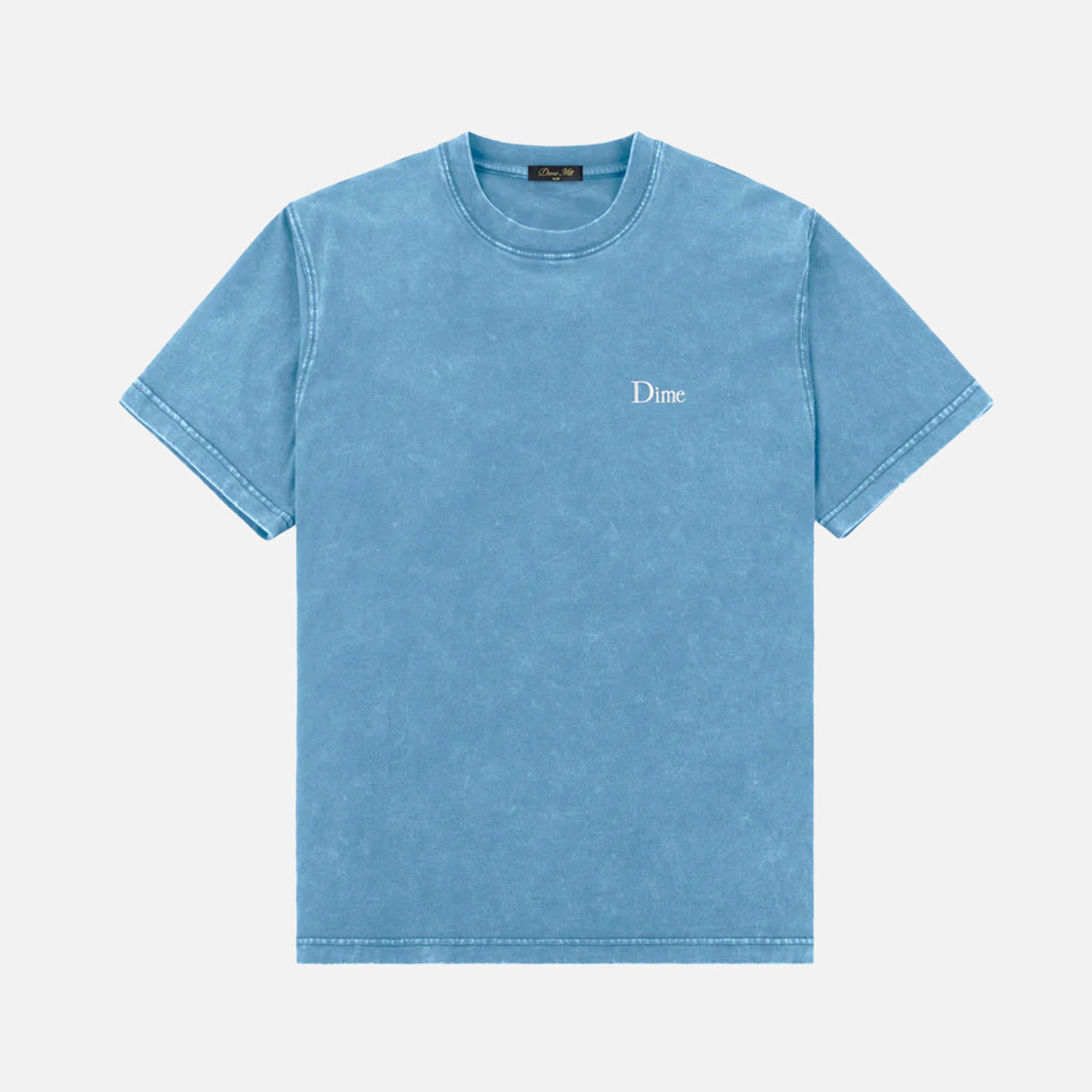 Classic Small Logo Tee - Faded Sky Blue Vintage Cotton T-Shirt for Men & Women | Casual Wear, Street Style, Everyday Outfit
