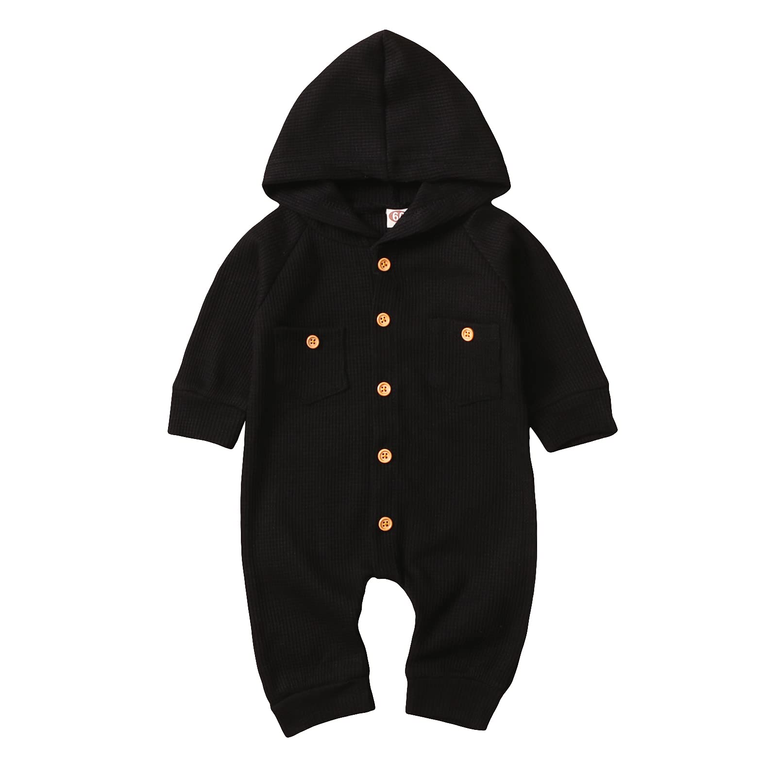 Kuriozud Unisex Baby Hoodie Romper - Long Sleeve One-Piece Jumpsuit with Hood for Newborn Boys & Girls | Soft Waffle Fabric for Cozy Playtime & Photo Shoots