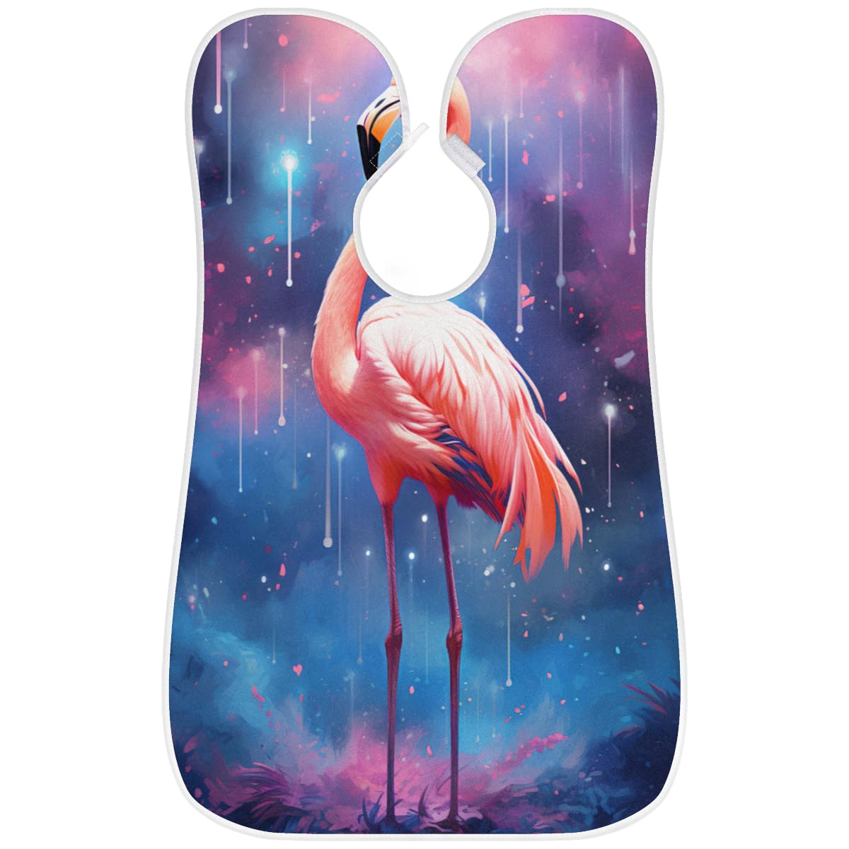 Flamingo Galaxy Watercolor Beard Shaving Bib for Men - Waterproof Hair Dye Apron & Barber Cape for Haircut, Beard Trimming & Makeup - Perfect Sink Protector & Grooming Gift for Stylists & Barbers - Ideal for Salon, Home Haircuts & DIY Grooming Sessions