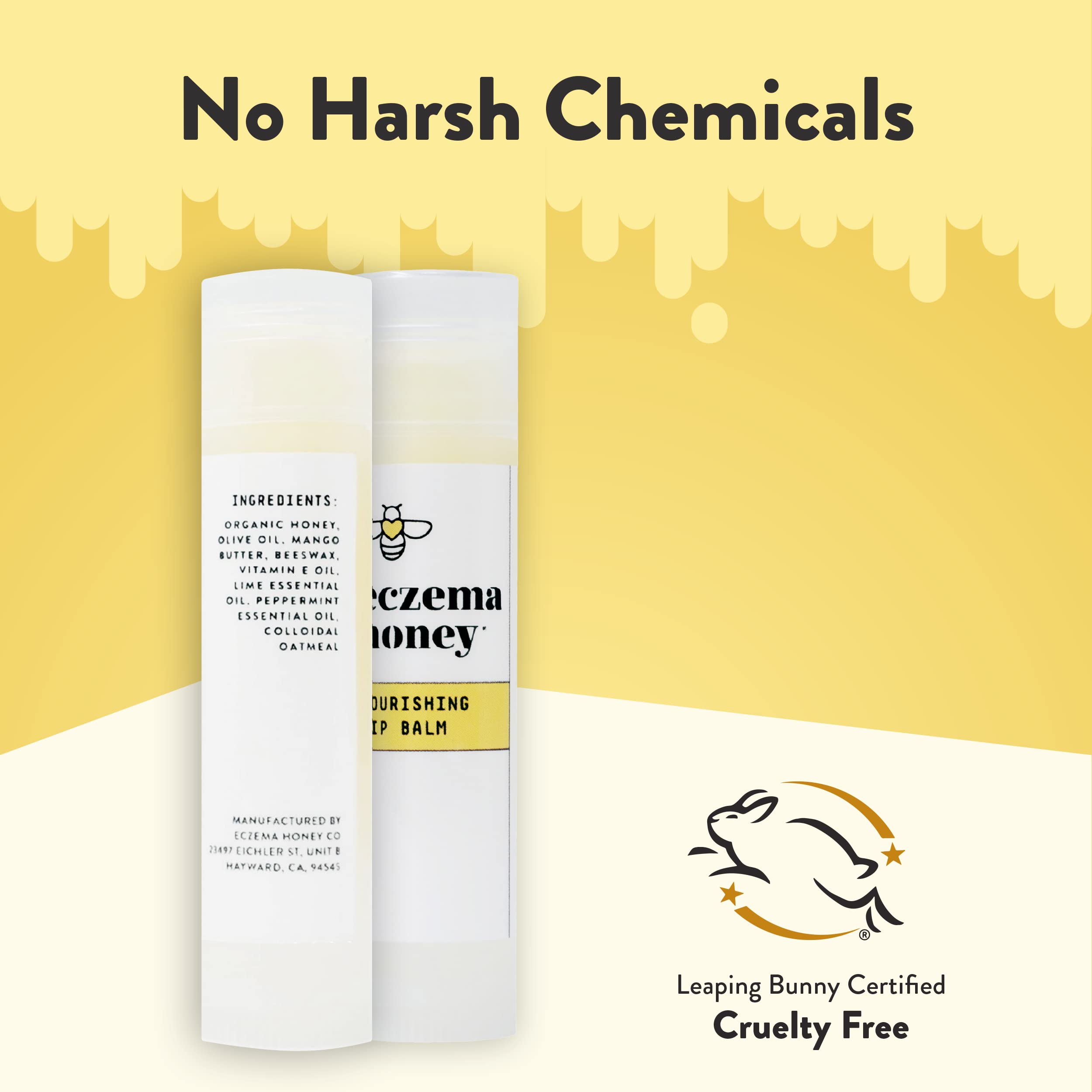 Organic Eczema Honey Nourishing Lip Balm for Sensitive Skin - Natural Mango Butter & Honey Chapstick - Daily Moisturizing Treatment for Very Dry Lips - 1 Count | Perfect for Winter Care, Cracked Lips Relief & On-the-Go Hydration