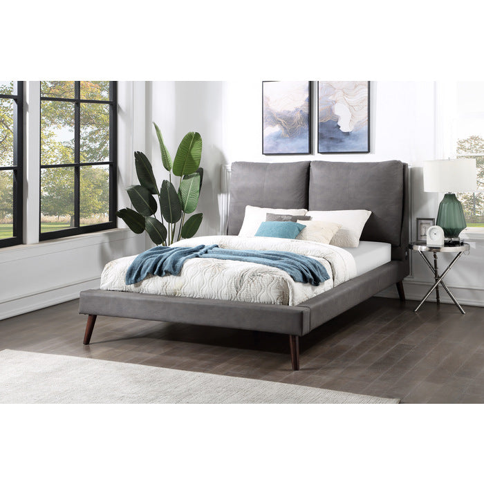 Hadley Collection Upholstered Platform Bed with USB Charging Ports - Queen Size Modern Bed Frame with Storage & Headboard - Perfect for Bedroom, Guest Room & Small Space Living